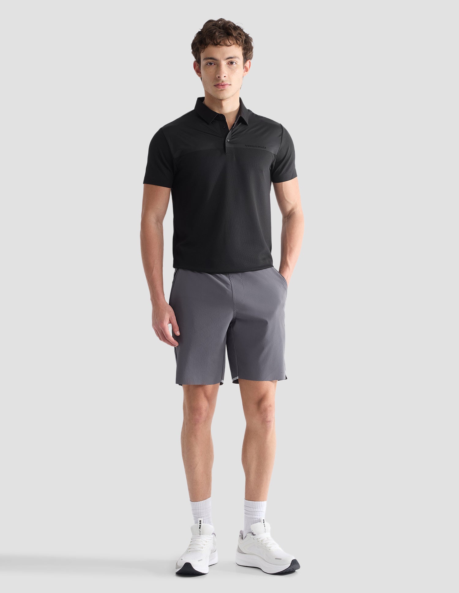 Textured Slim Fit Active Polo Shirt Black - U.S. Polo Assn. India | Large
