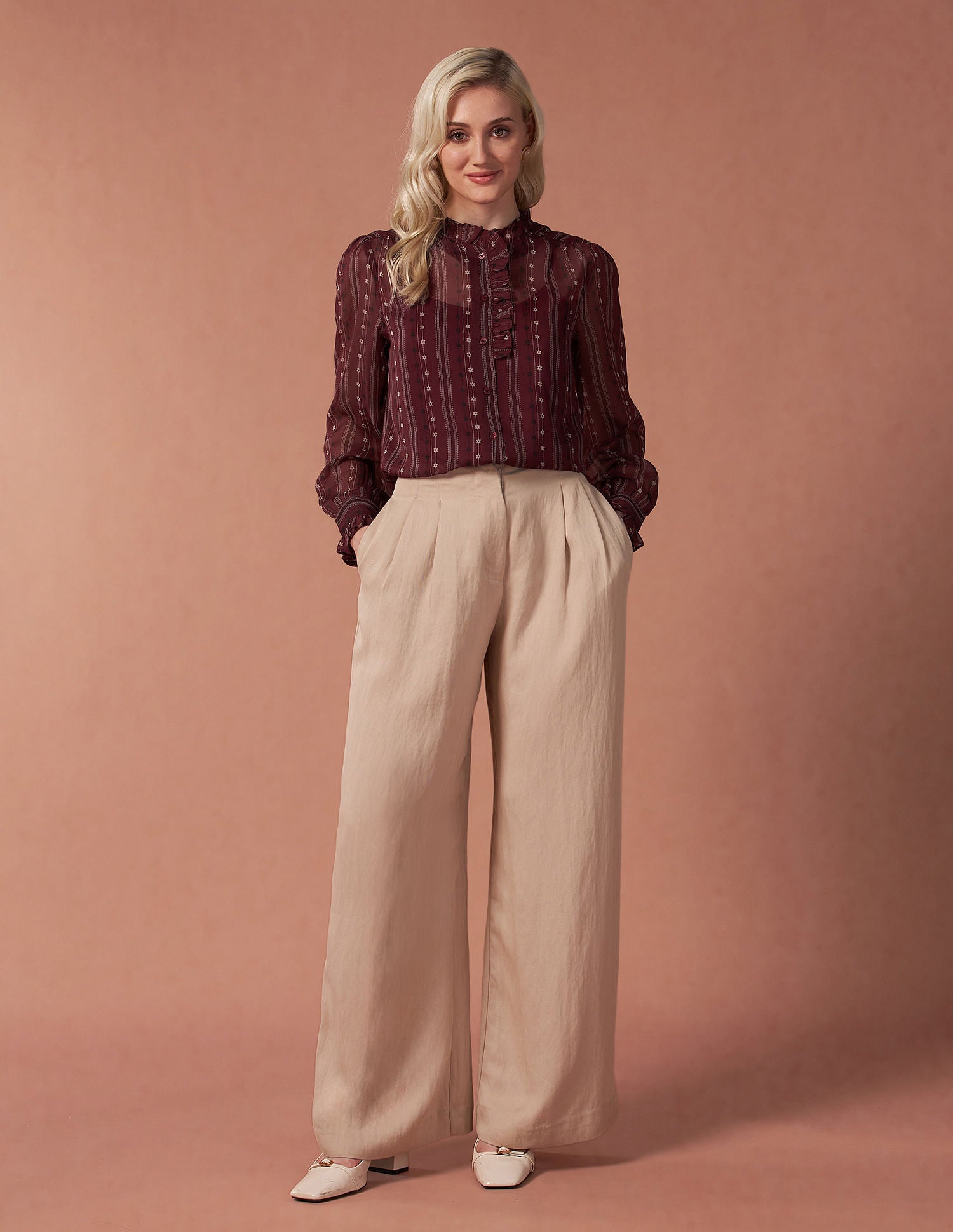 Ruffled Button Down Top Multicolor - U.S. POLO ASSN. | Large