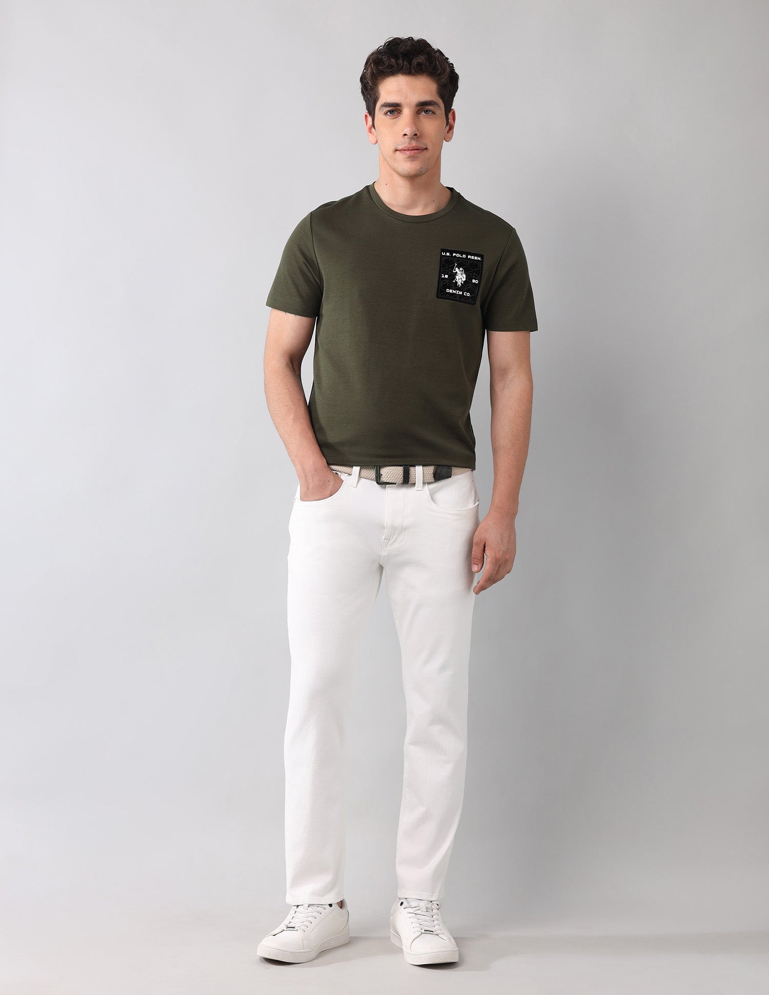 Brand Appliqued Black Label T-Shirt Olive - U.S. Polo Assn. India | Large