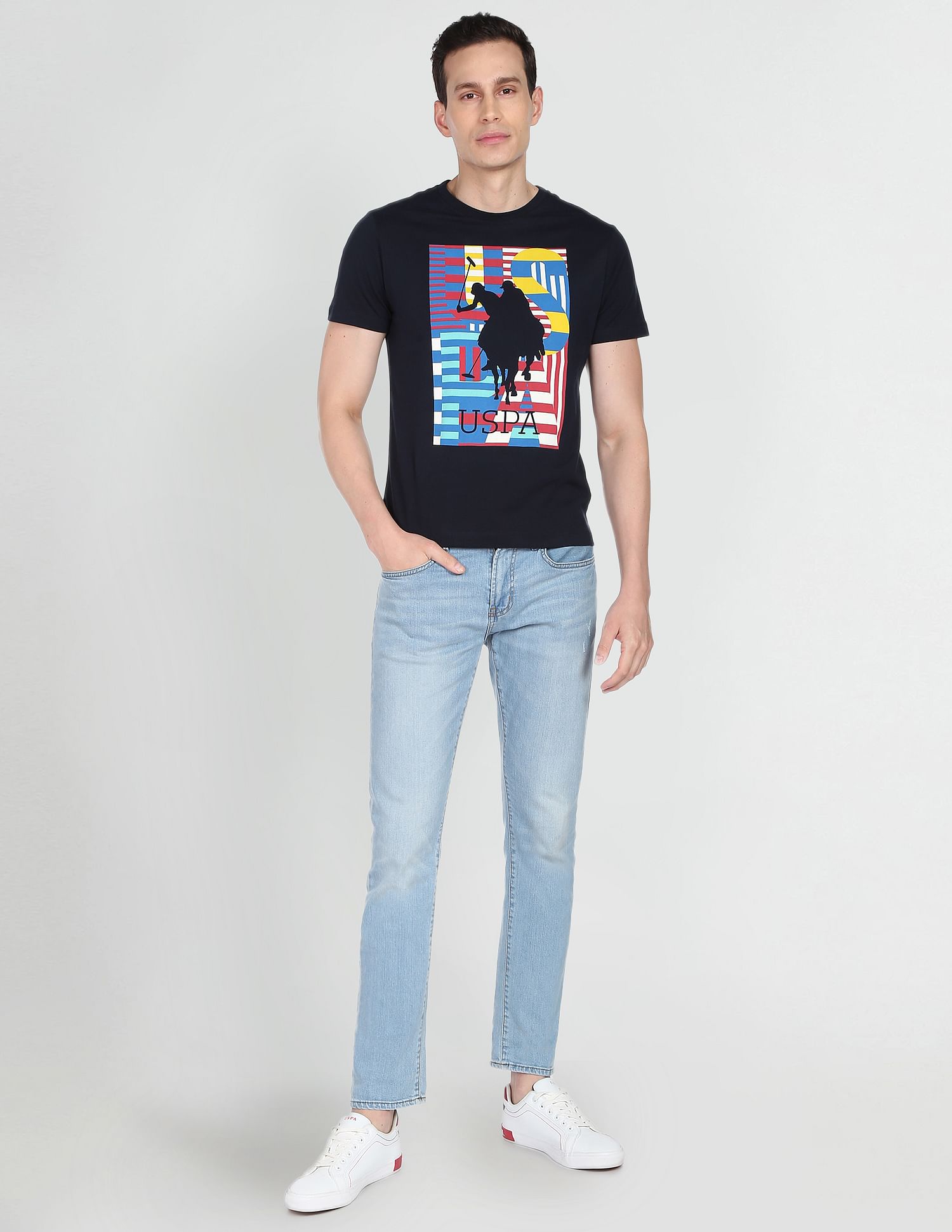 Graphic Print Cotton T-Shirt Navy - U.S. POLO ASSN. | Large