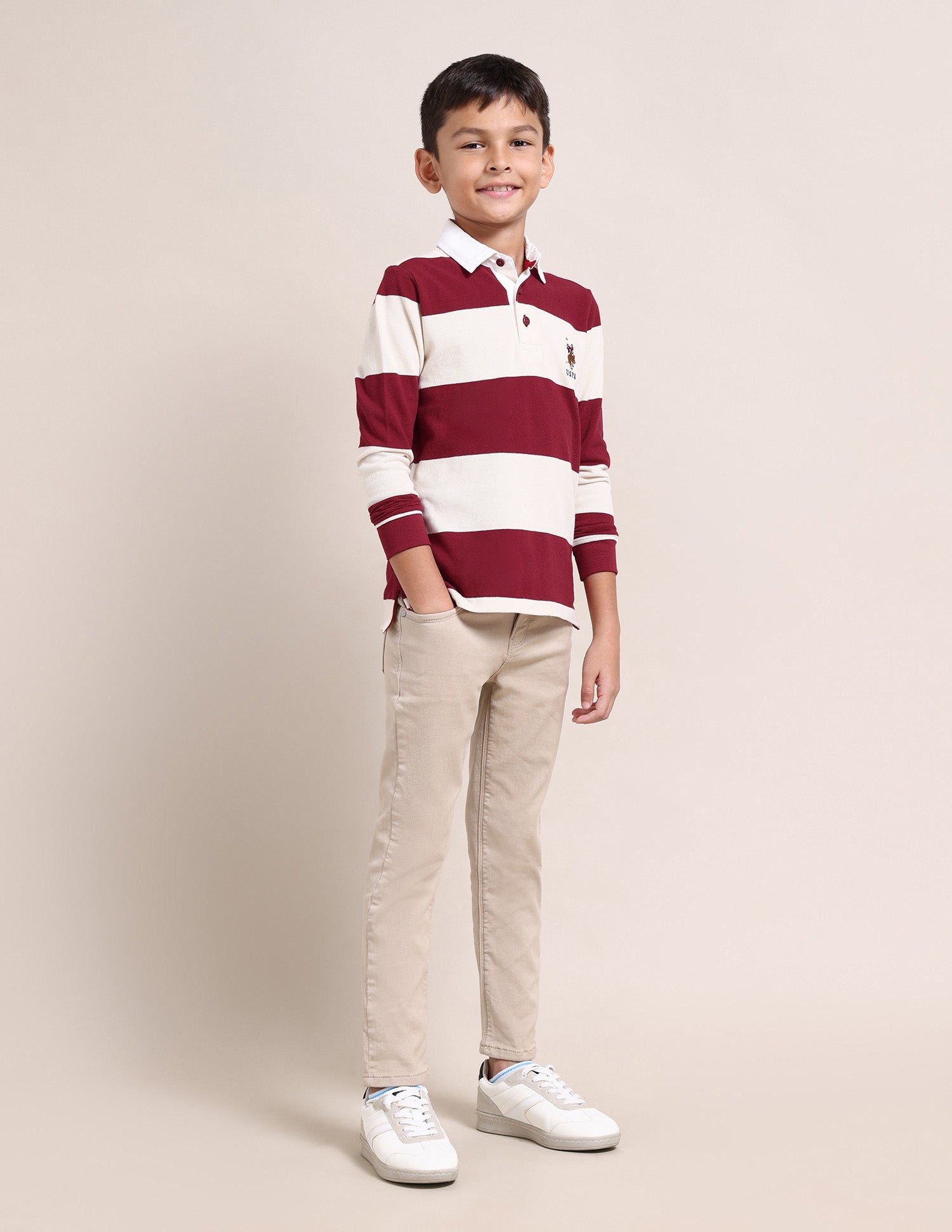 Regular fit Striped Polo Shirt Ecru - U.S. POLO ASSN. | Large