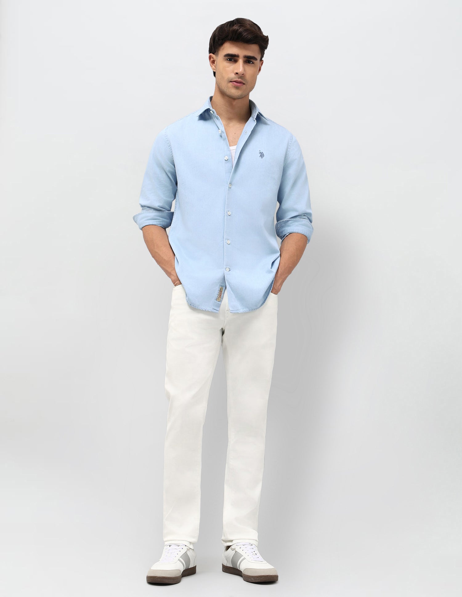 Solid Twill Shirt Light Indigo - U.S. POLO ASSN. | Large