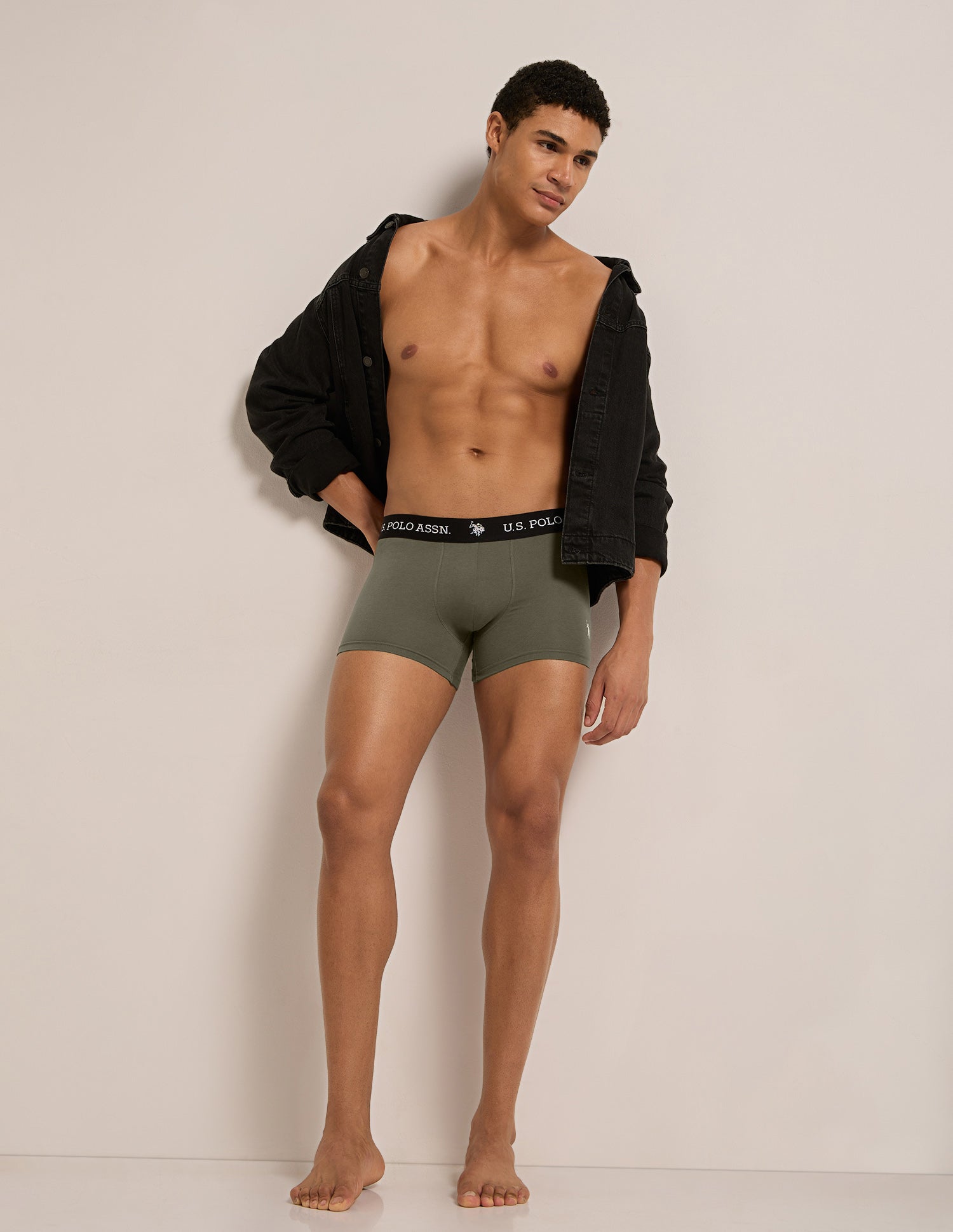 All Day Breathable OET26 Trunks - Pack of 3 Olive|Uspa Black|Olive - U.S. Polo Assn. India | Large