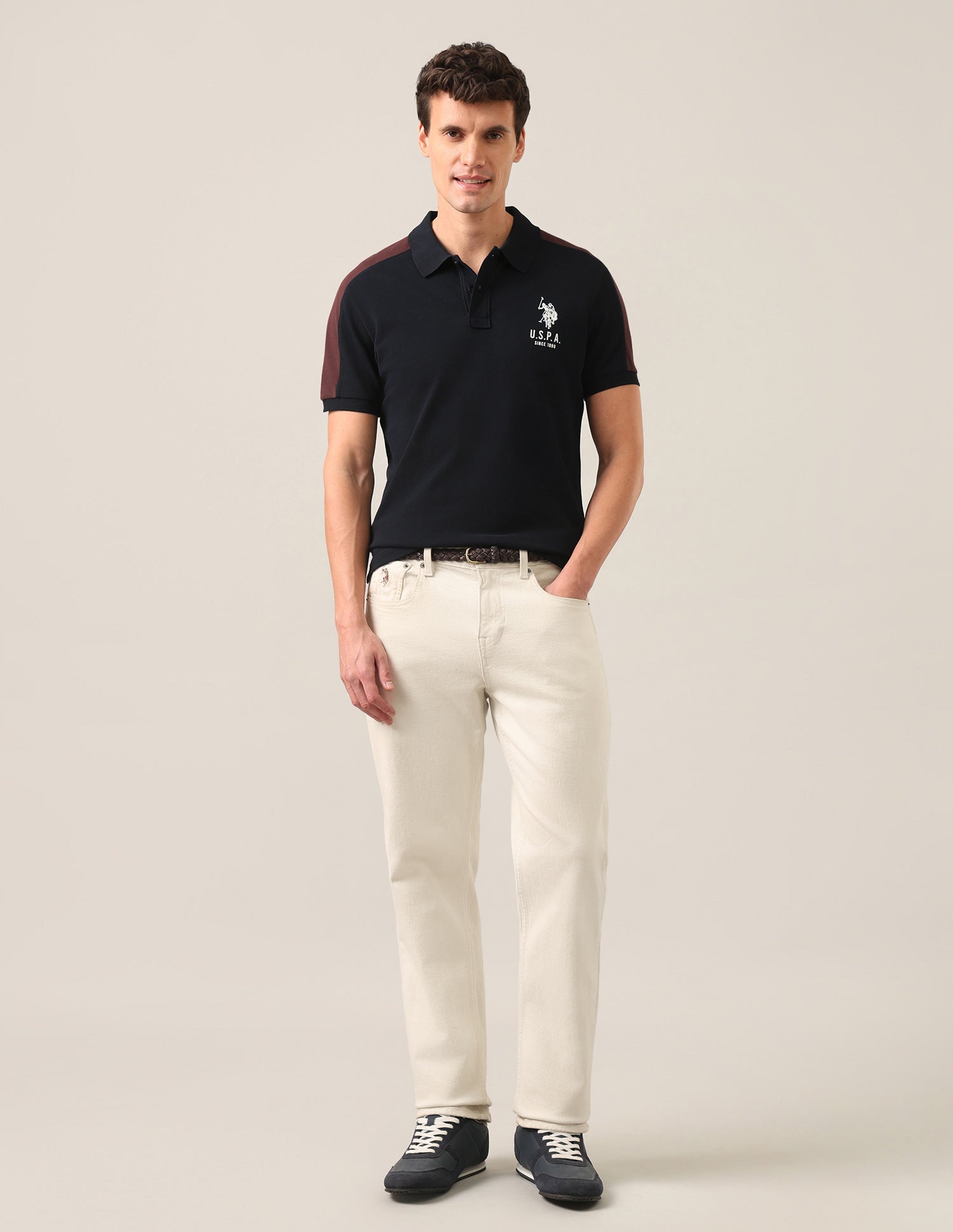 Solid Slim Fit Polo Shirt Navy - U.S. Polo Assn. India | Large