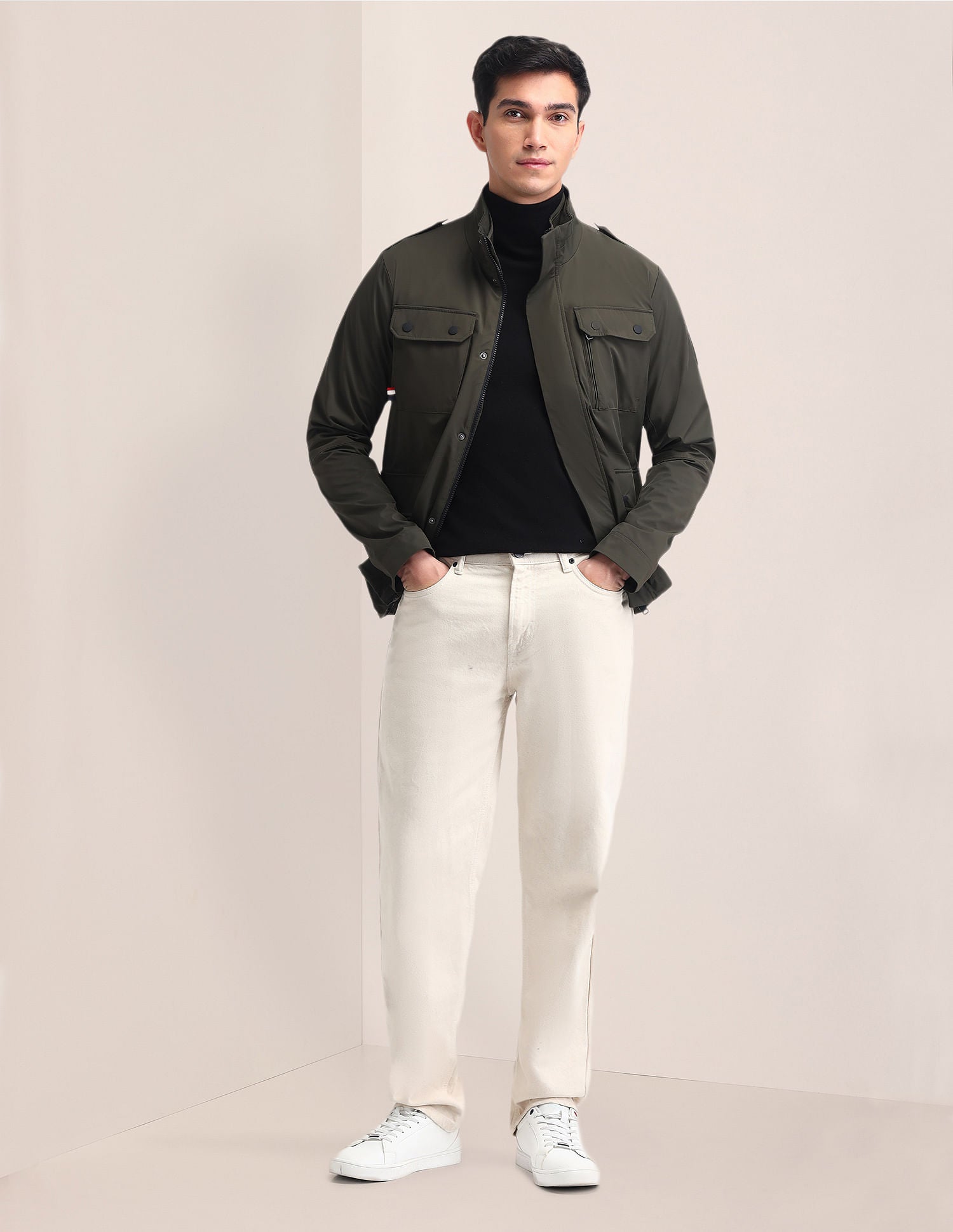 Regular Fit Solid Casual Jacket Olive - U.S. POLO ASSN. | Large