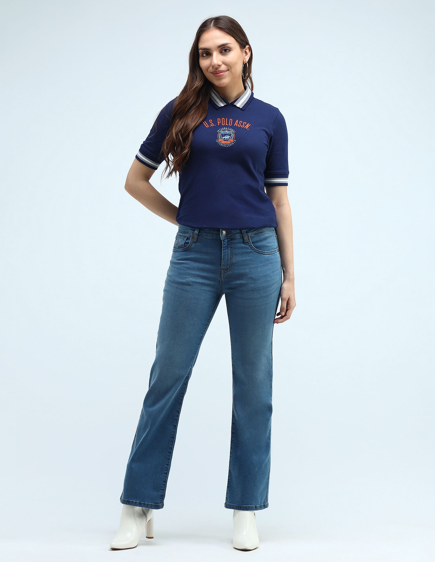 Mid Rise Boot Cut Jeans Blue - U.S. Polo Assn. India | Large