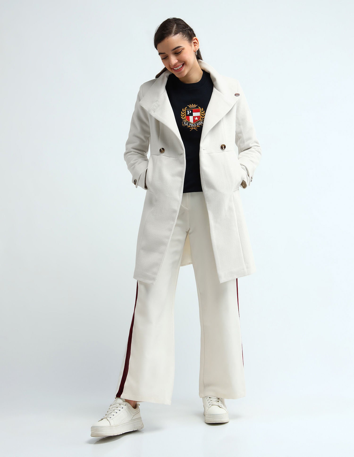 Double Breasted A Line Jacket White - U.S. Polo Assn. India | Large