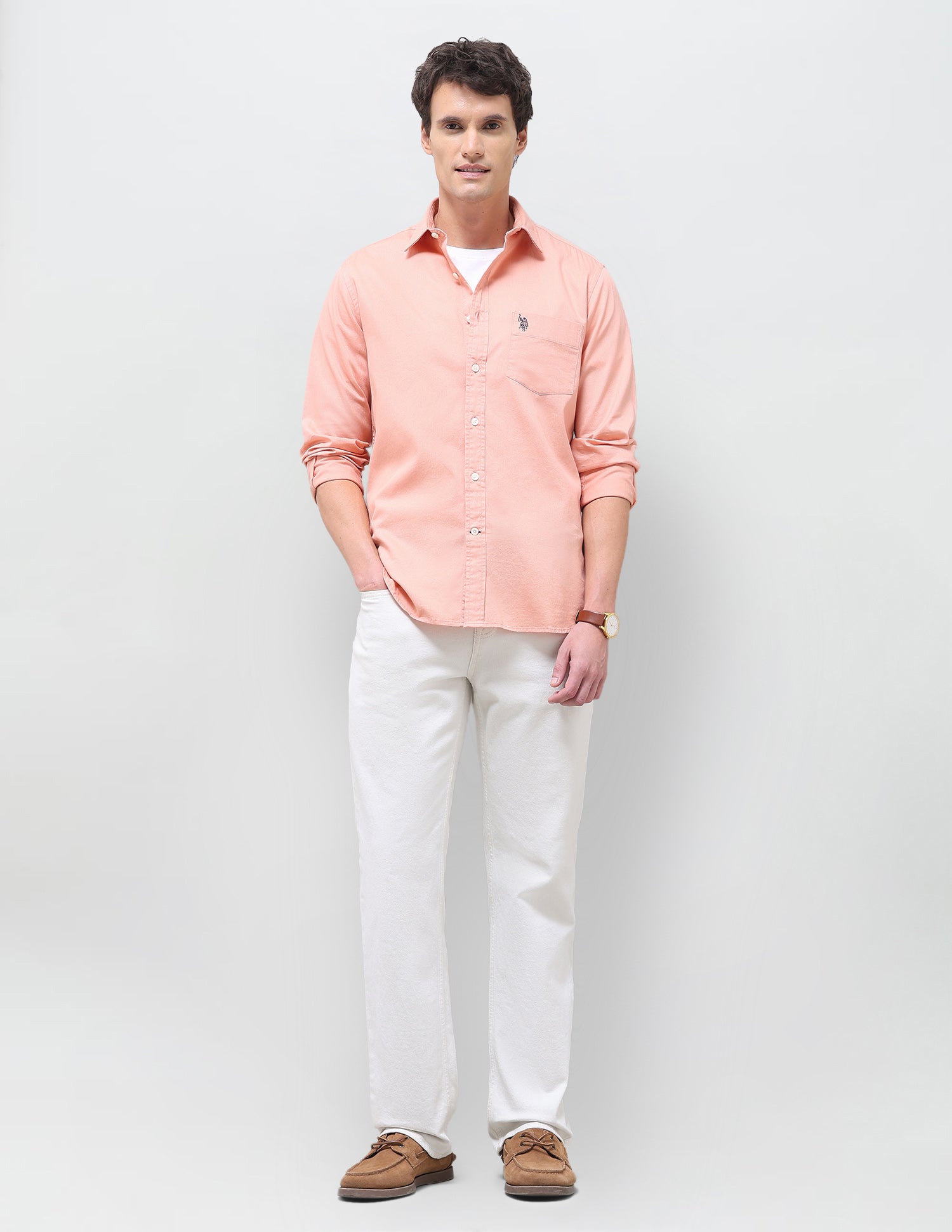 Solid Tailored Fit Shirt Pink - U.S. Polo Assn. India | Large