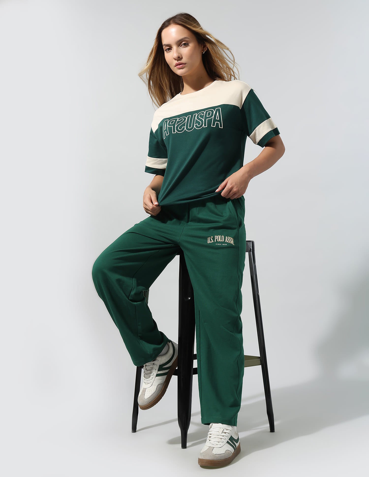 Darted Barrel Fit Trousers Green - U.S. Polo Assn. India | Large