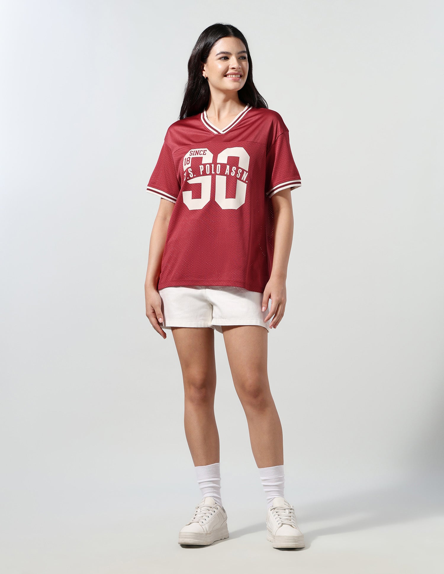 Brand Printed Sporty Mesh T-Shirt Dark Red - U.S. Polo Assn. India | Large