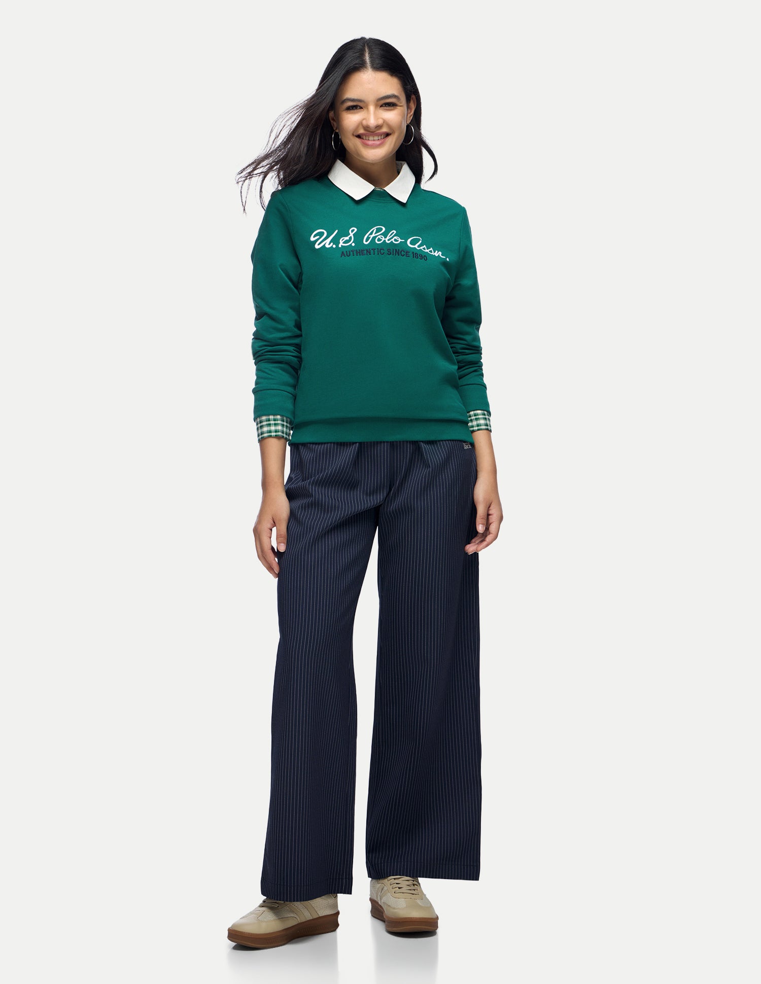 Brand Embroidered Relaxed Fit Sweatshirt Green - U.S. Polo Assn. India | Large