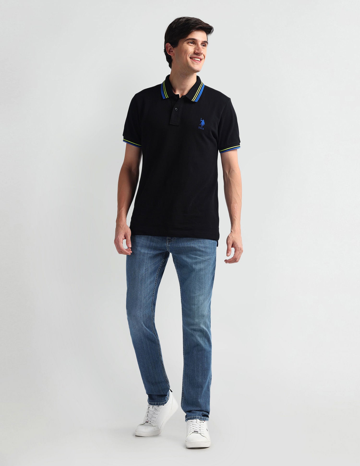 Brandon Slim Tapered Fit Blue Jeans Blue - U.S. Polo Assn. India | Large