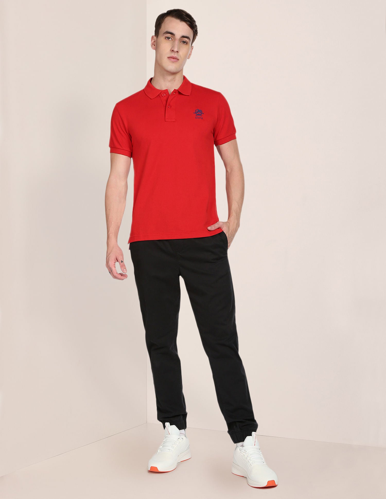 Solid Pique Knit Polo Shirt Red - U.S. Polo Assn. India | Large