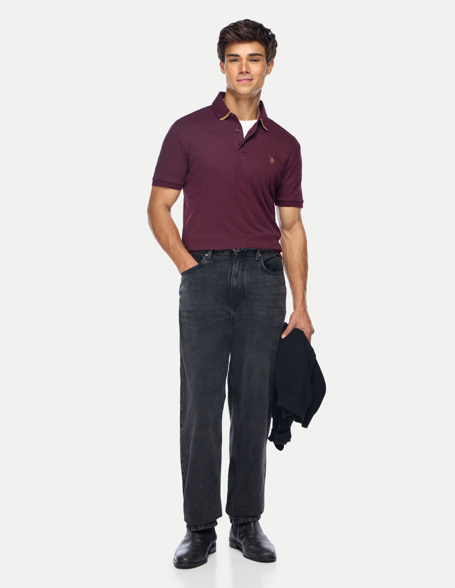 Solid Slim Fit Polo Shirt Maroon - U.S. Polo Assn. India | Large