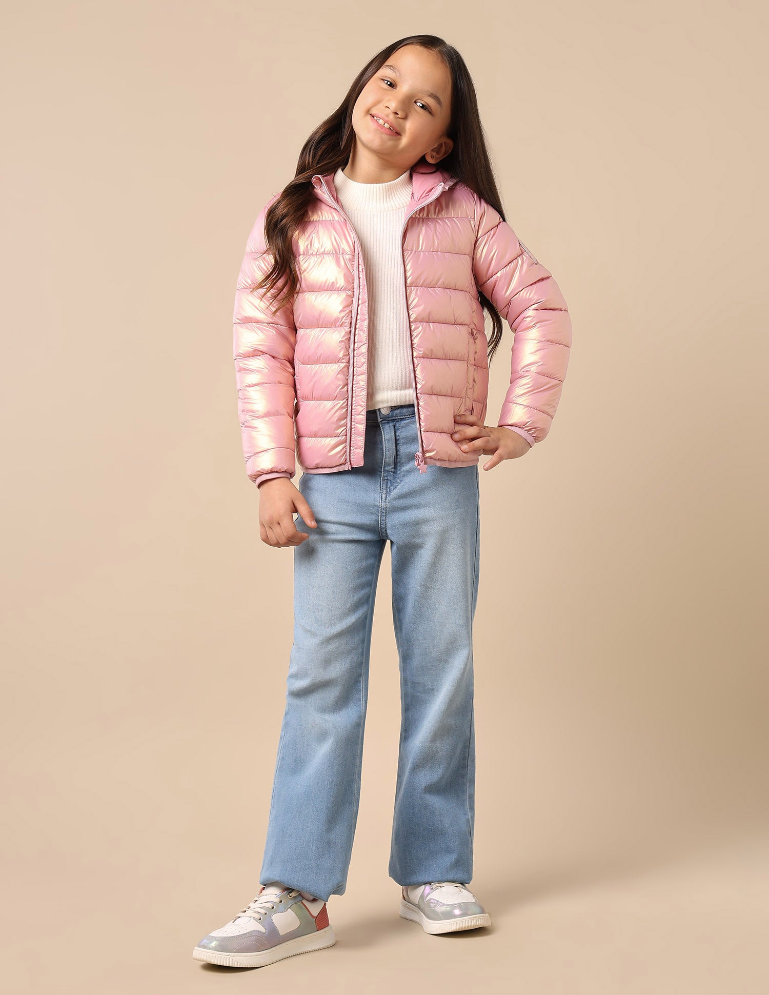 Girls Nylon Puffer Jacket Light Pink - U.S. POLO ASSN. | Large