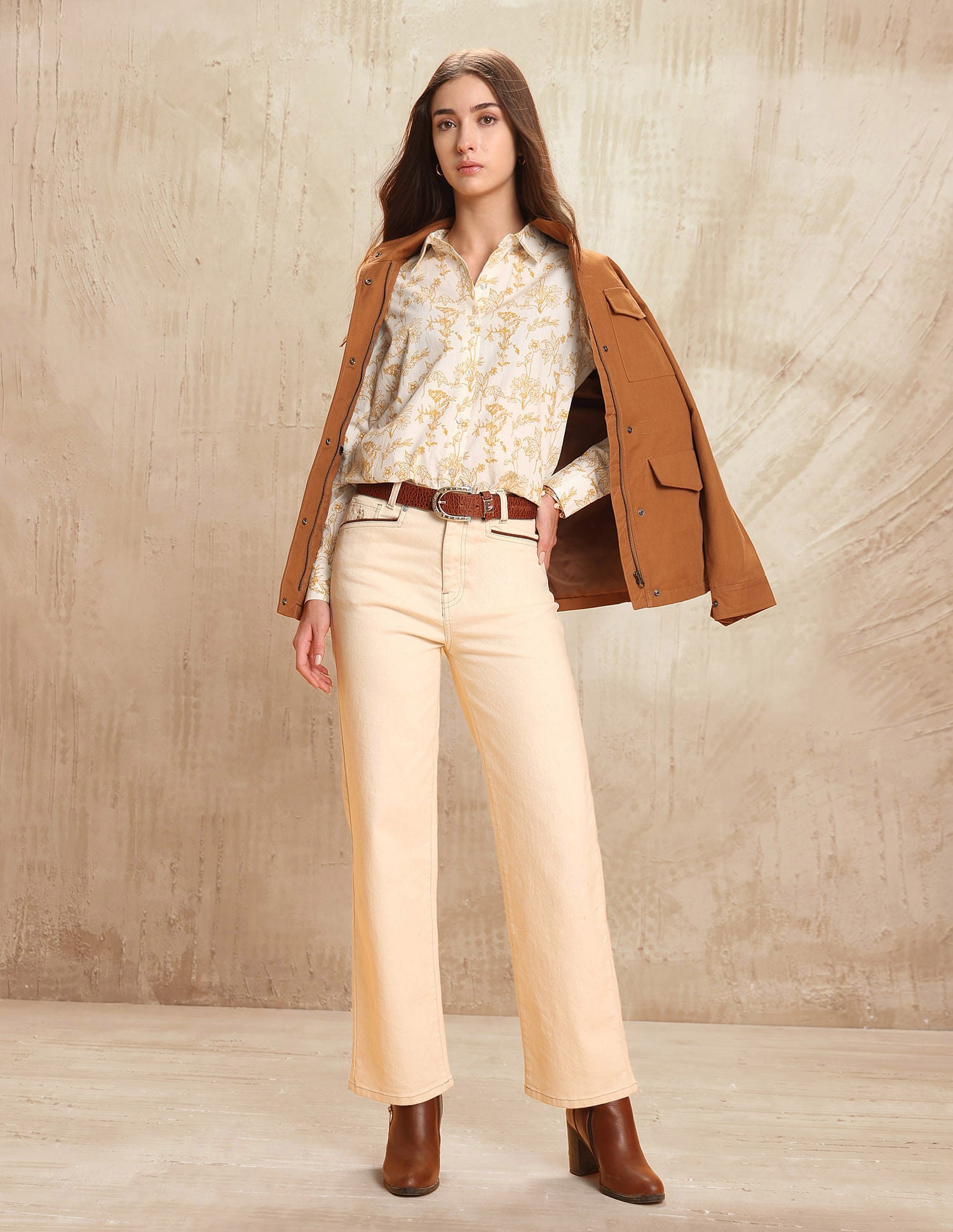 Regular Fit Floral Printed Shirt Ecru - U.S. POLO ASSN. | Large