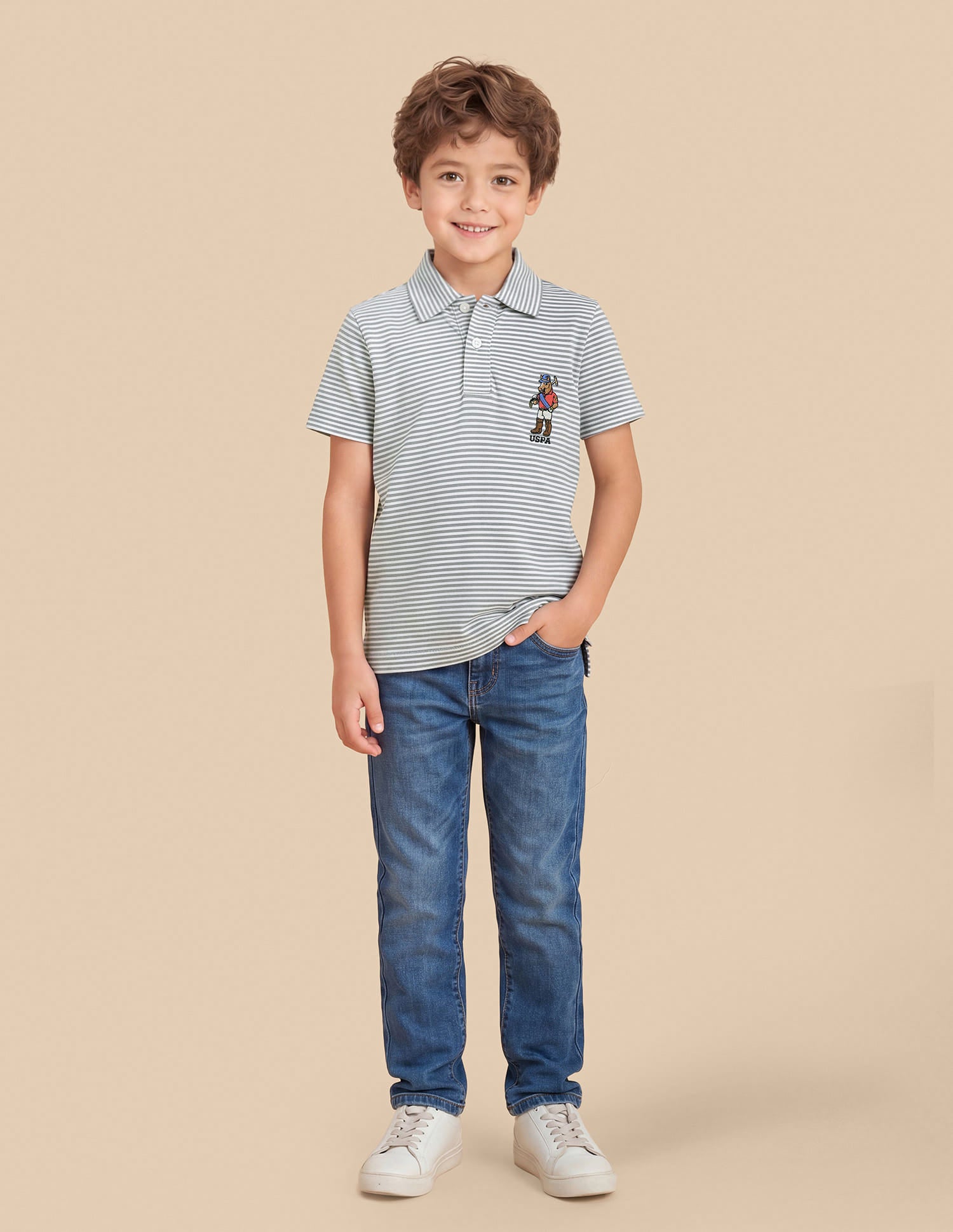 Horizontal Striped Regular Fit Polo Shirt Green - U.S. Polo Assn. India | Large