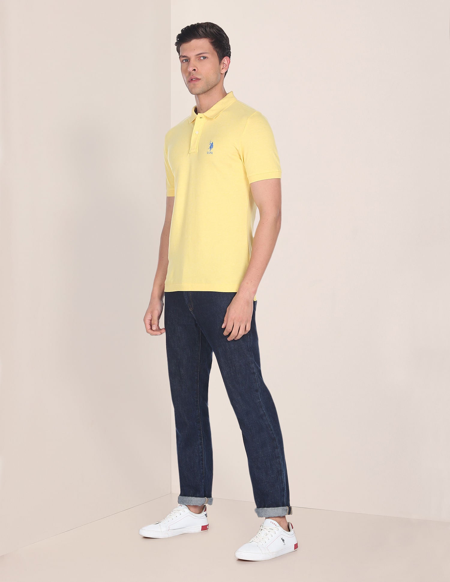 Cotton Bamboo Stretch Polo Shirt Yellow - U.S. Polo Assn. India | Large