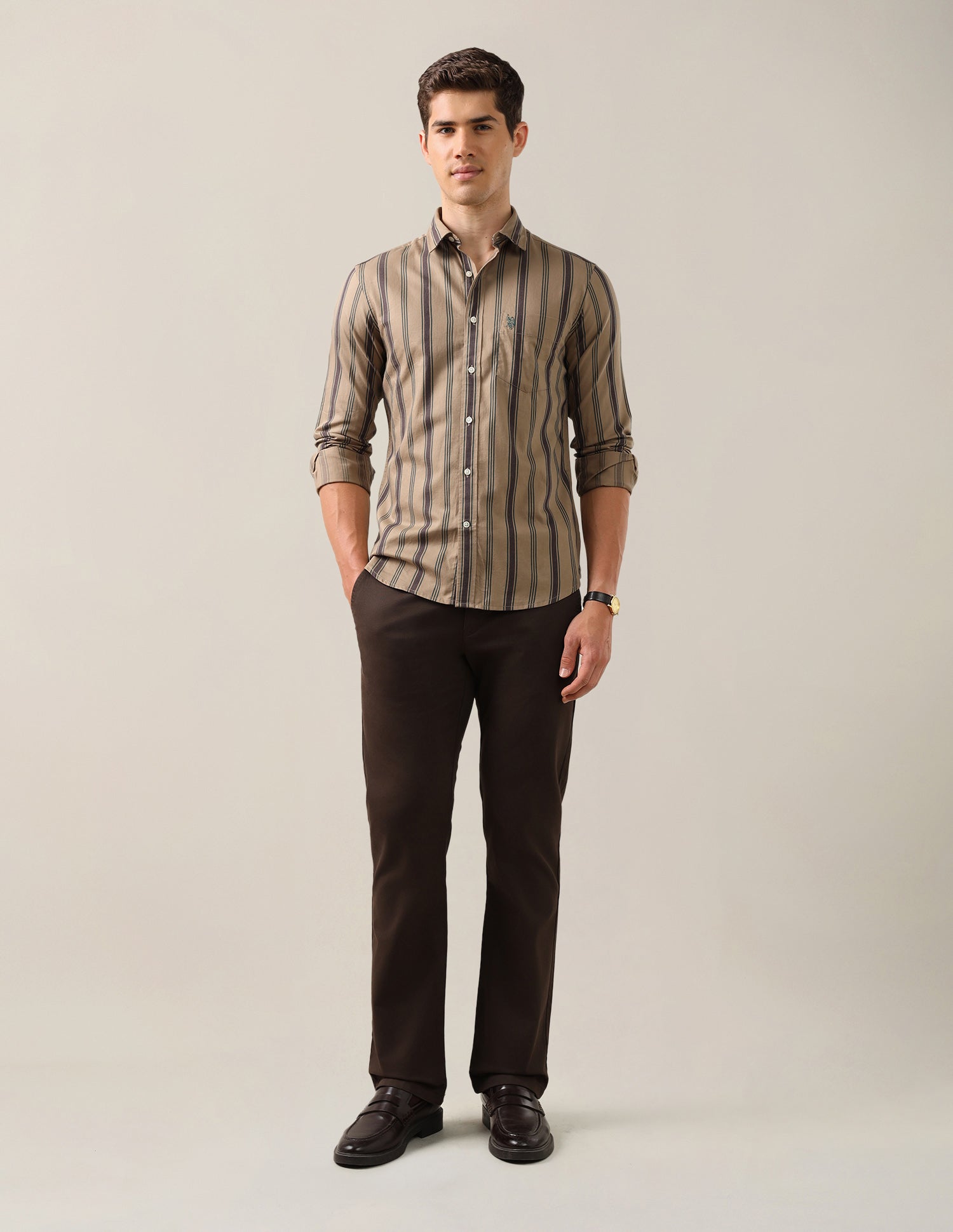 Twill Tailored Fit Shirt Khaki - U.S. Polo Assn. India | Large