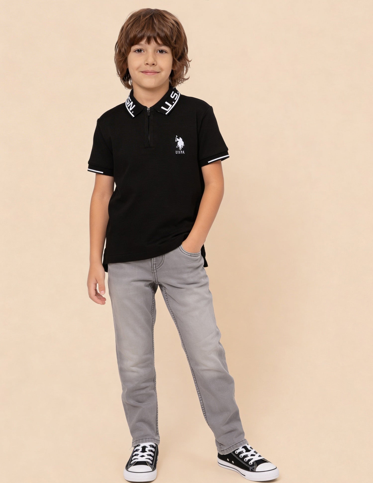 Solid Regular Fit Polo Shirt Black - U.S. Polo Assn. India | Large