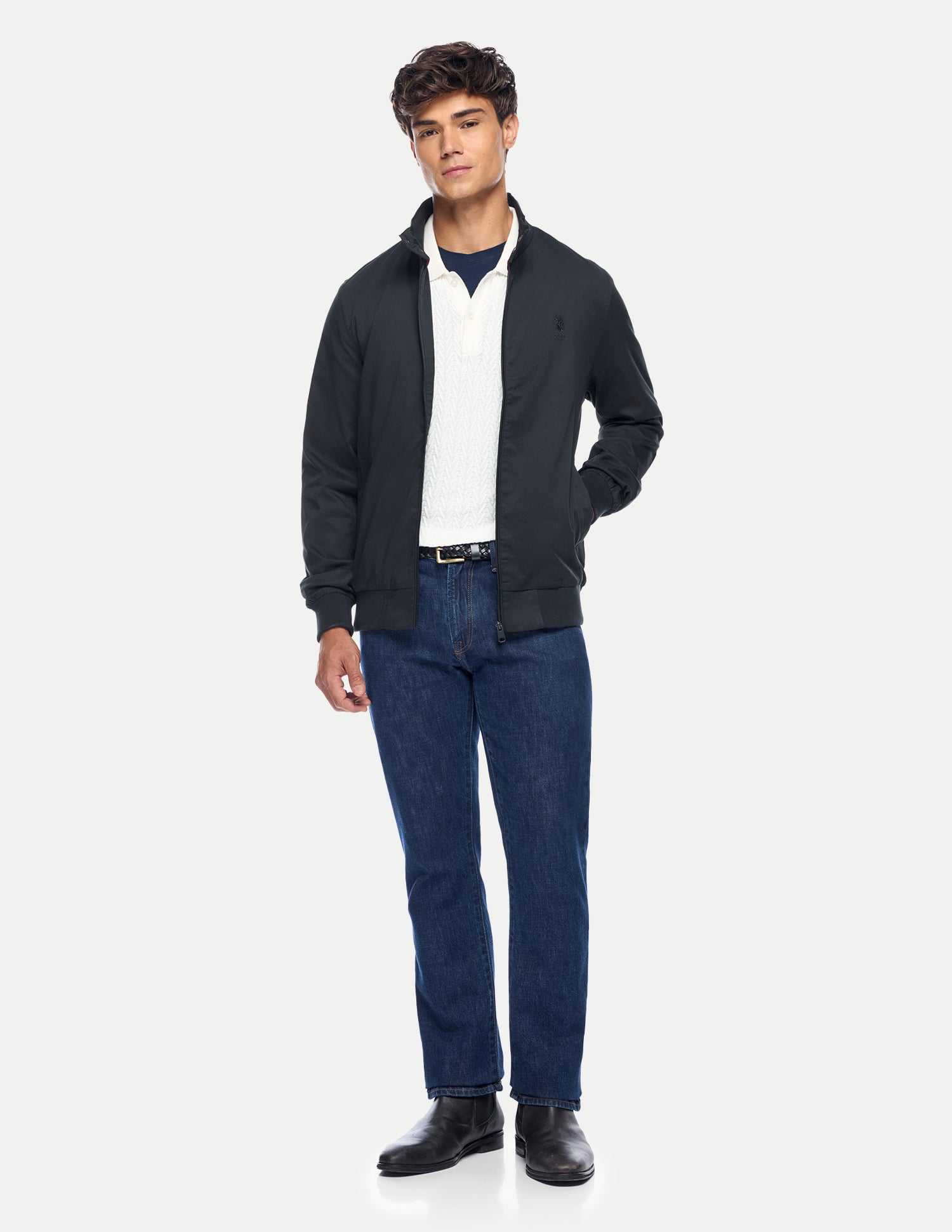 Solid Regular Fit Jacket Navy - U.S. Polo Assn. India | Large