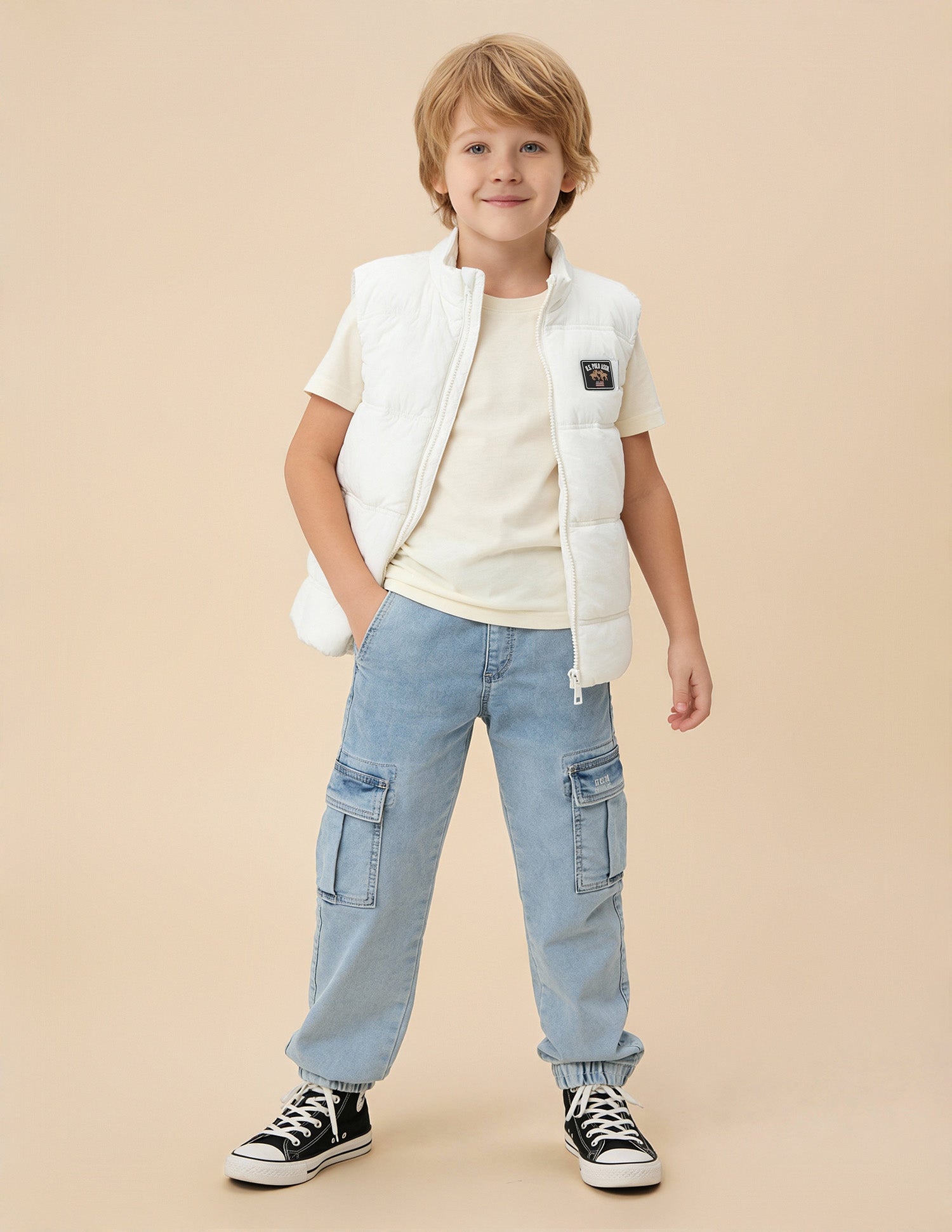 Boys Solid Regular Fit Puffer Jacket White - U.S. Polo Assn. India | Large