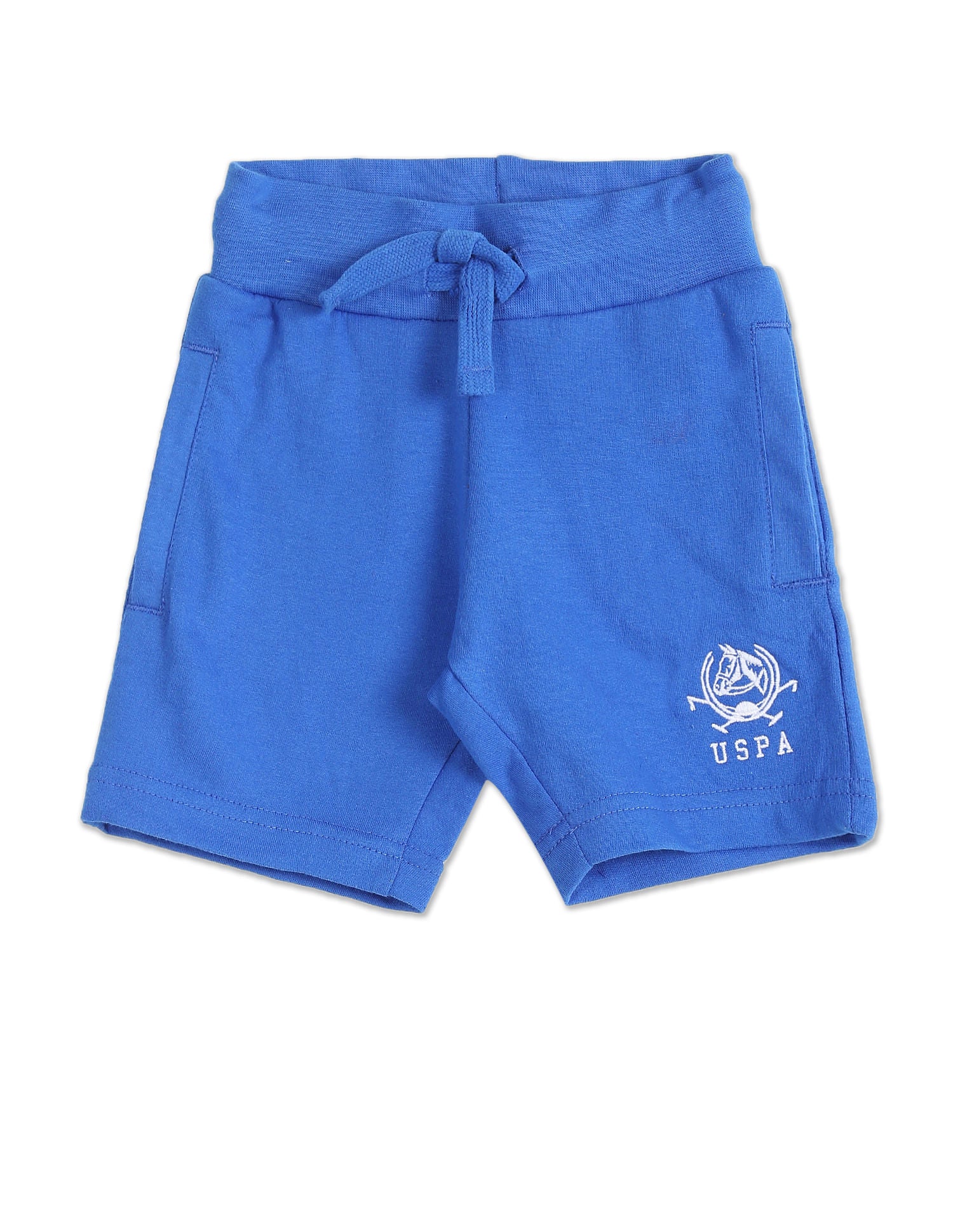 Boys Assorted Mid Rise Knit Shorts - Pack Of 2 Grey and Blue - U.S. Polo Assn. India | Large