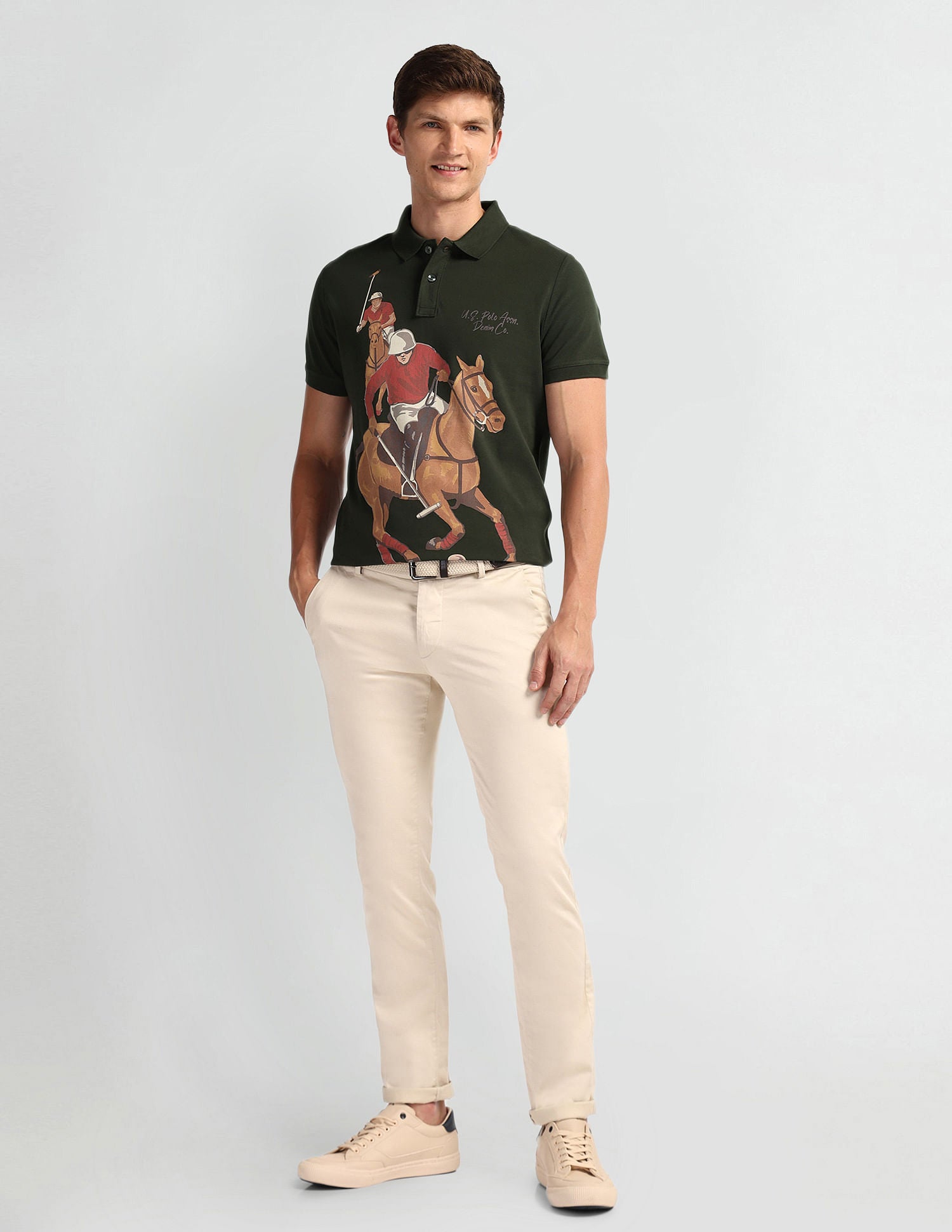 Graphic Print Muscle Fit Polo Shirt Navy - U.S. POLO ASSN. | Large