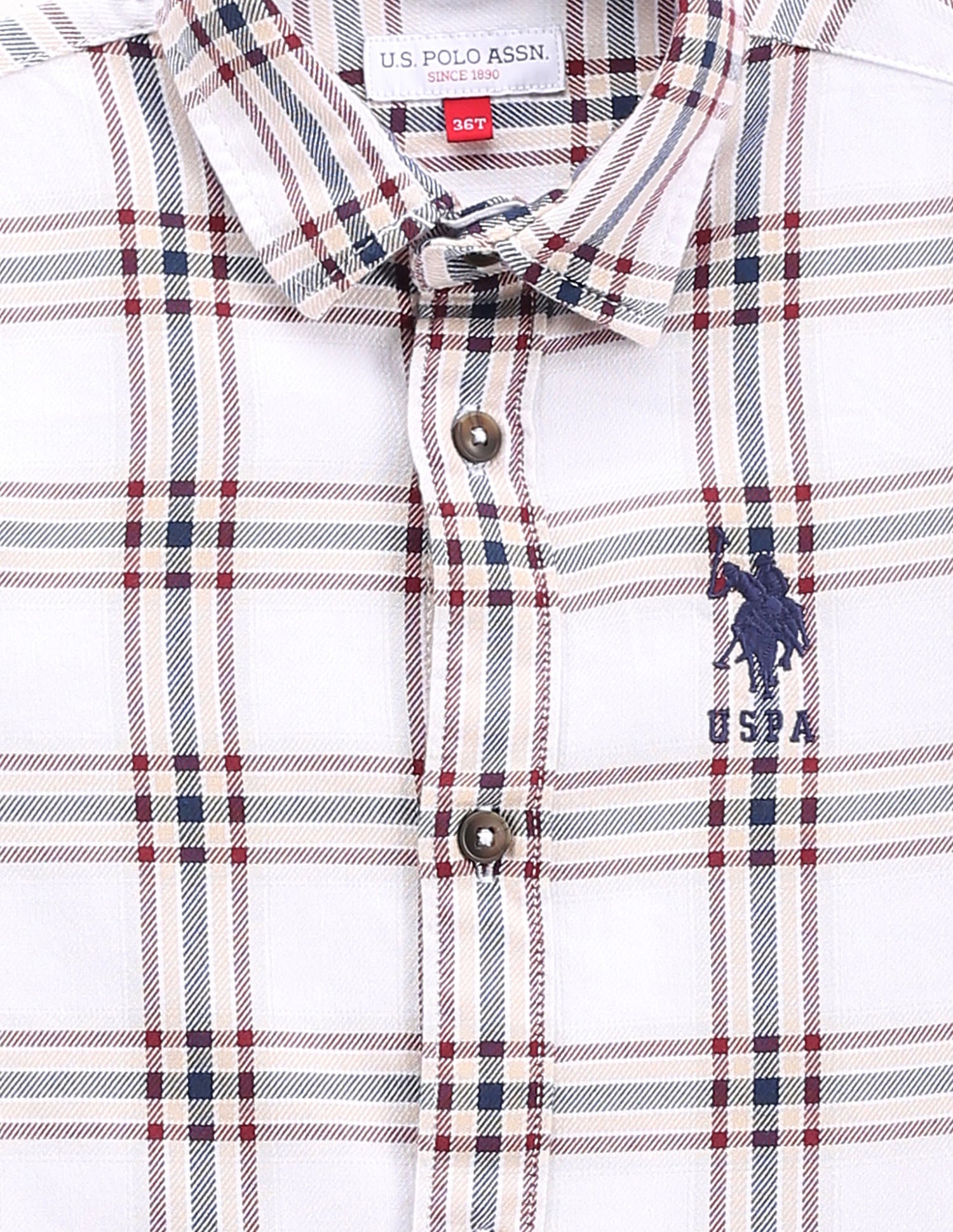 Boys Tartan Check Shirt Beige and White - U.S. POLO ASSN. | Large