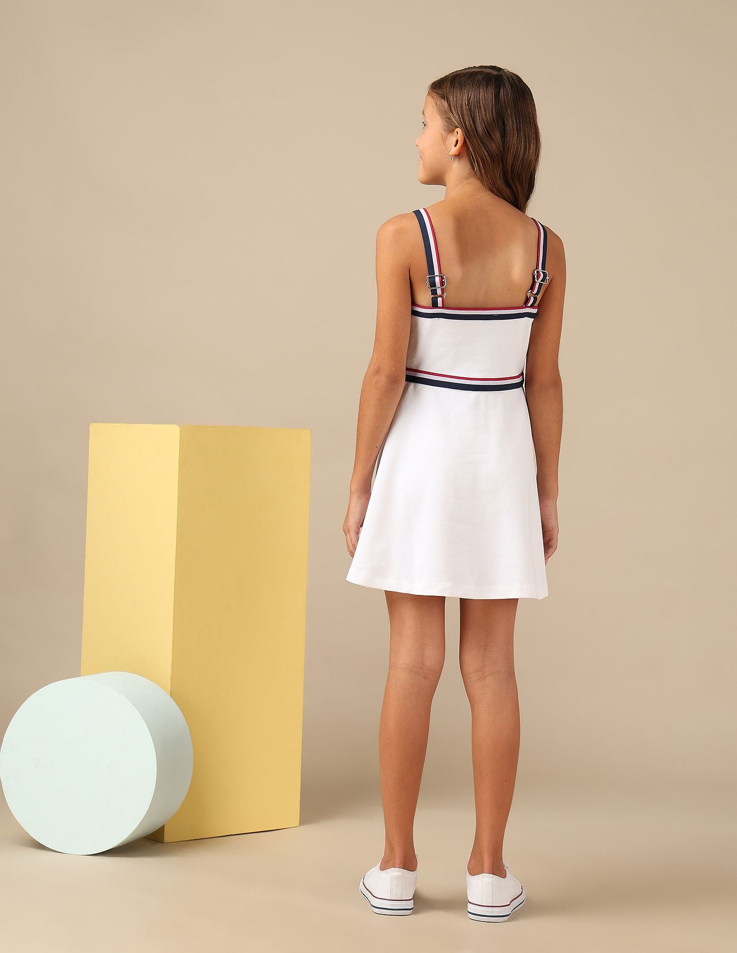 Girls Strappy Skater Dress White - U.S. POLO ASSN. | Large