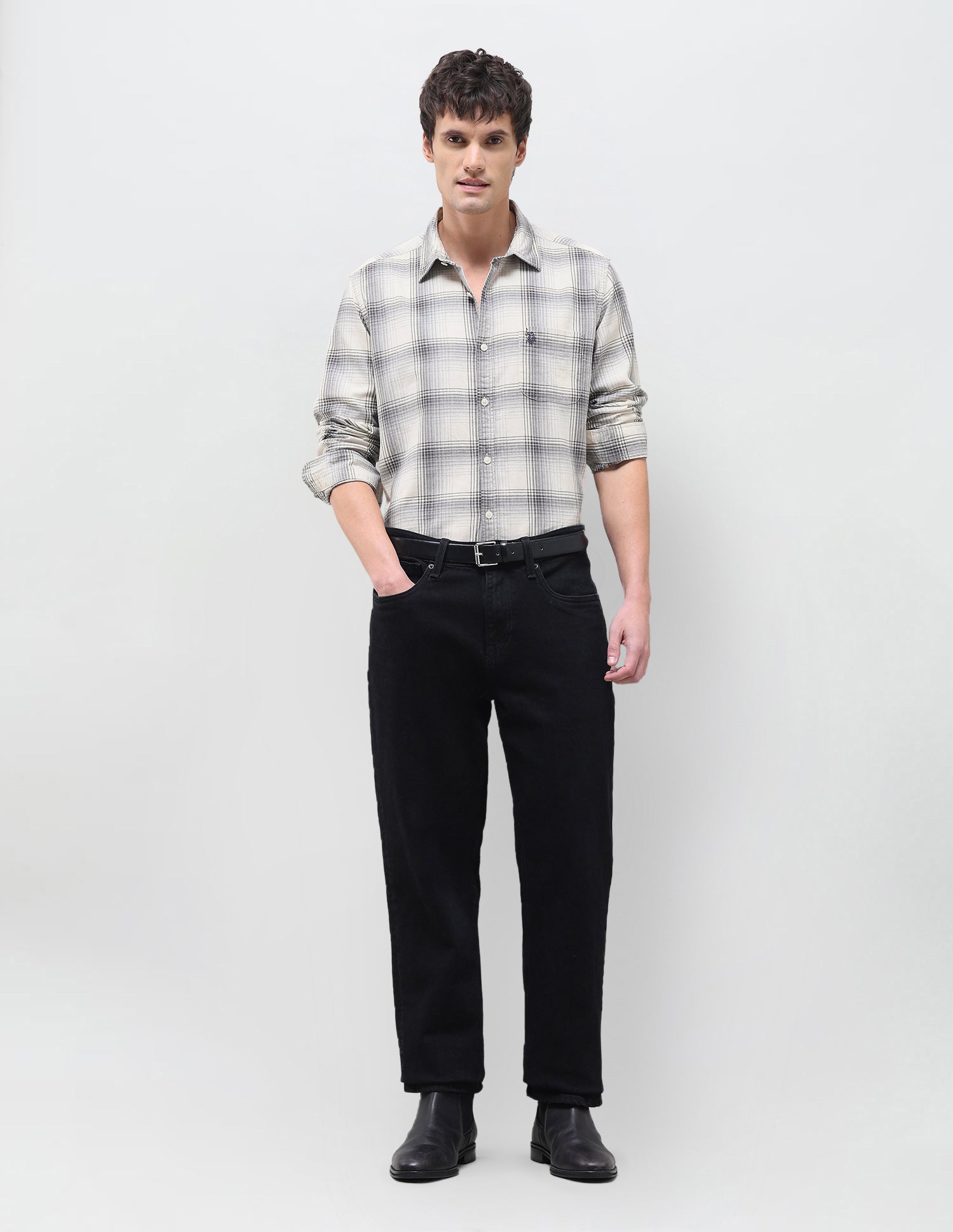 Twill Tartan Checked Shirt Ivory - U.S. Polo Assn. India | Large