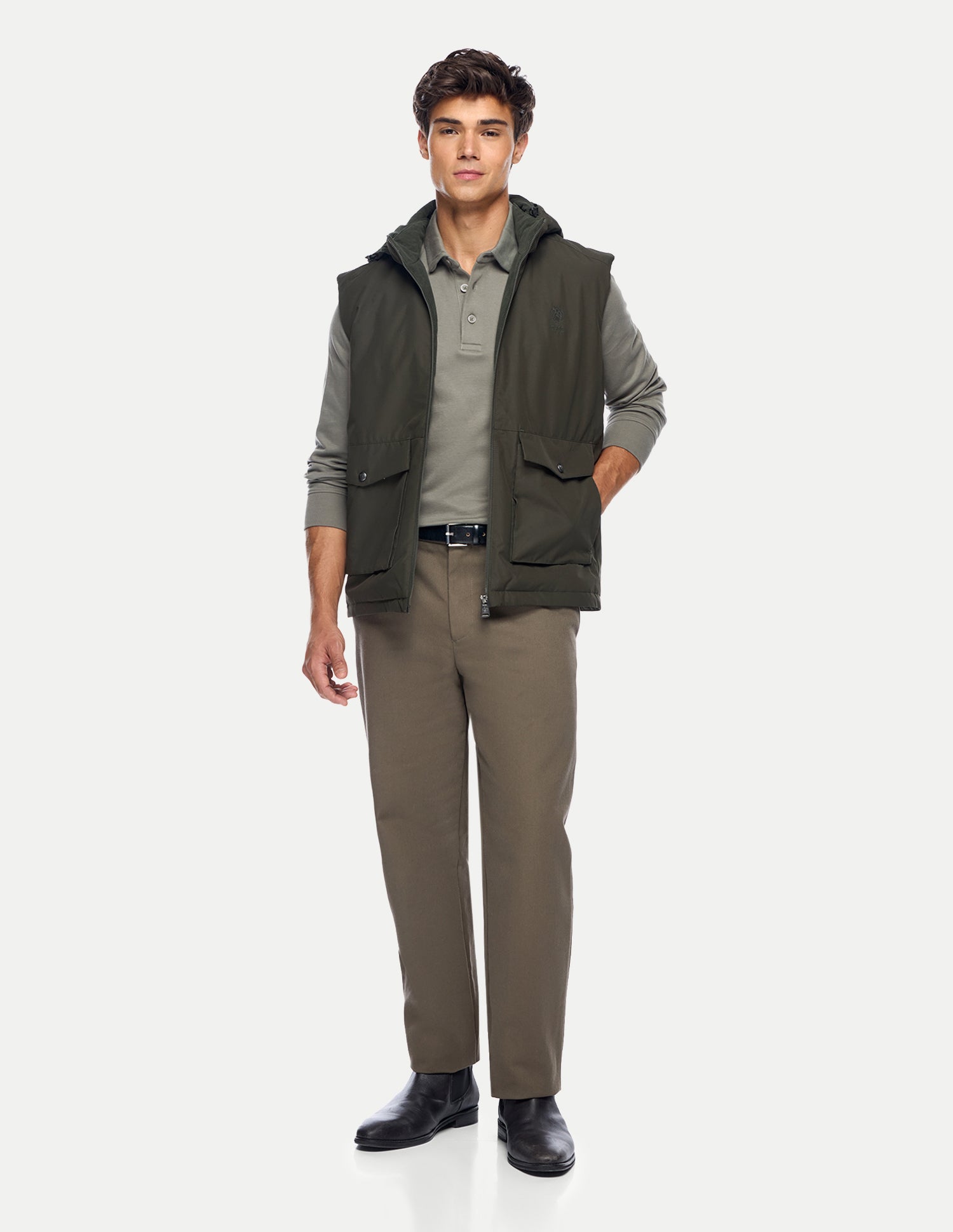 Solid Regular Fit Jacket Olive - U.S. Polo Assn. India | Large
