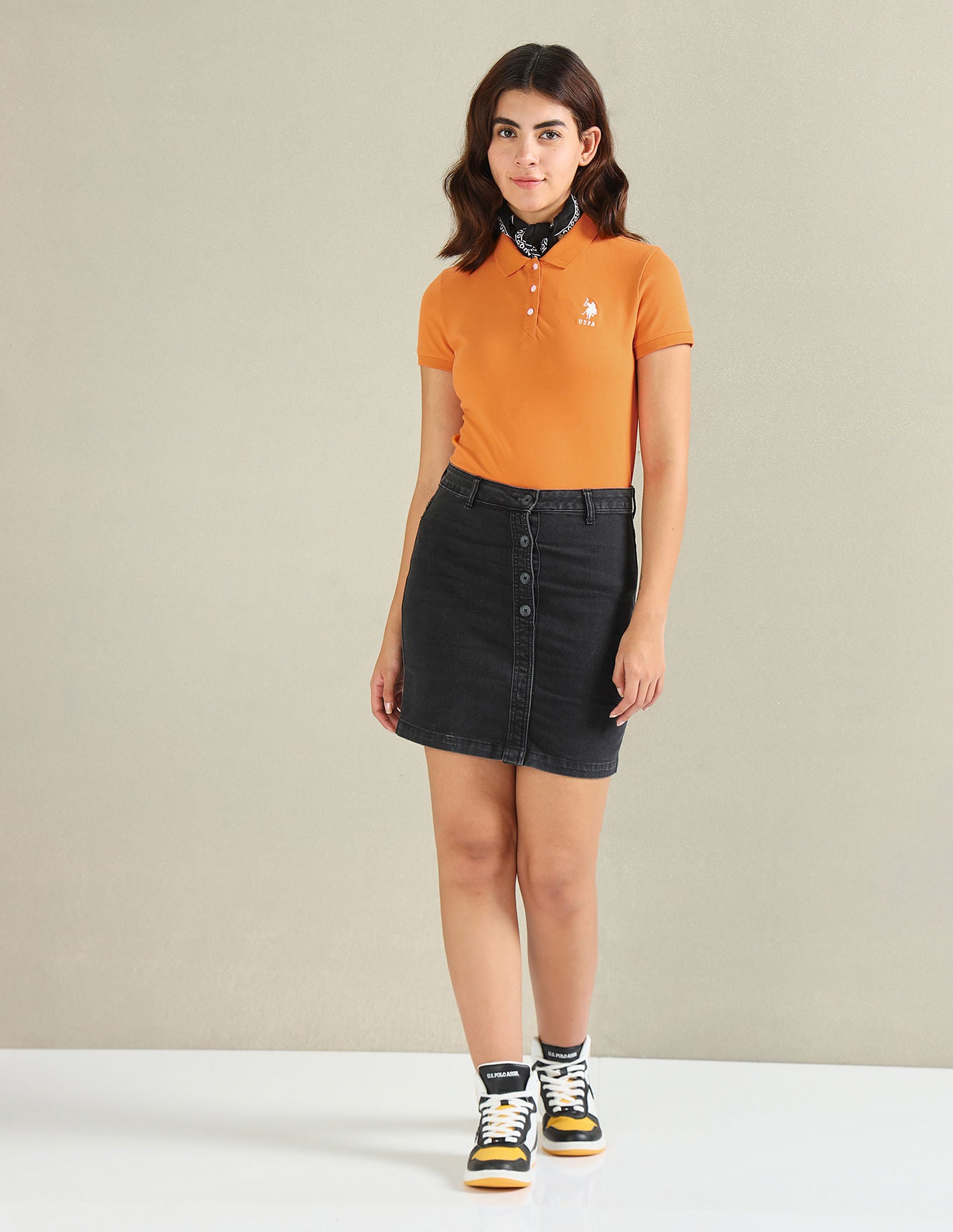 Cotton Stretch Logo Polo Shirt Mustard - U.S. POLO ASSN. | Large