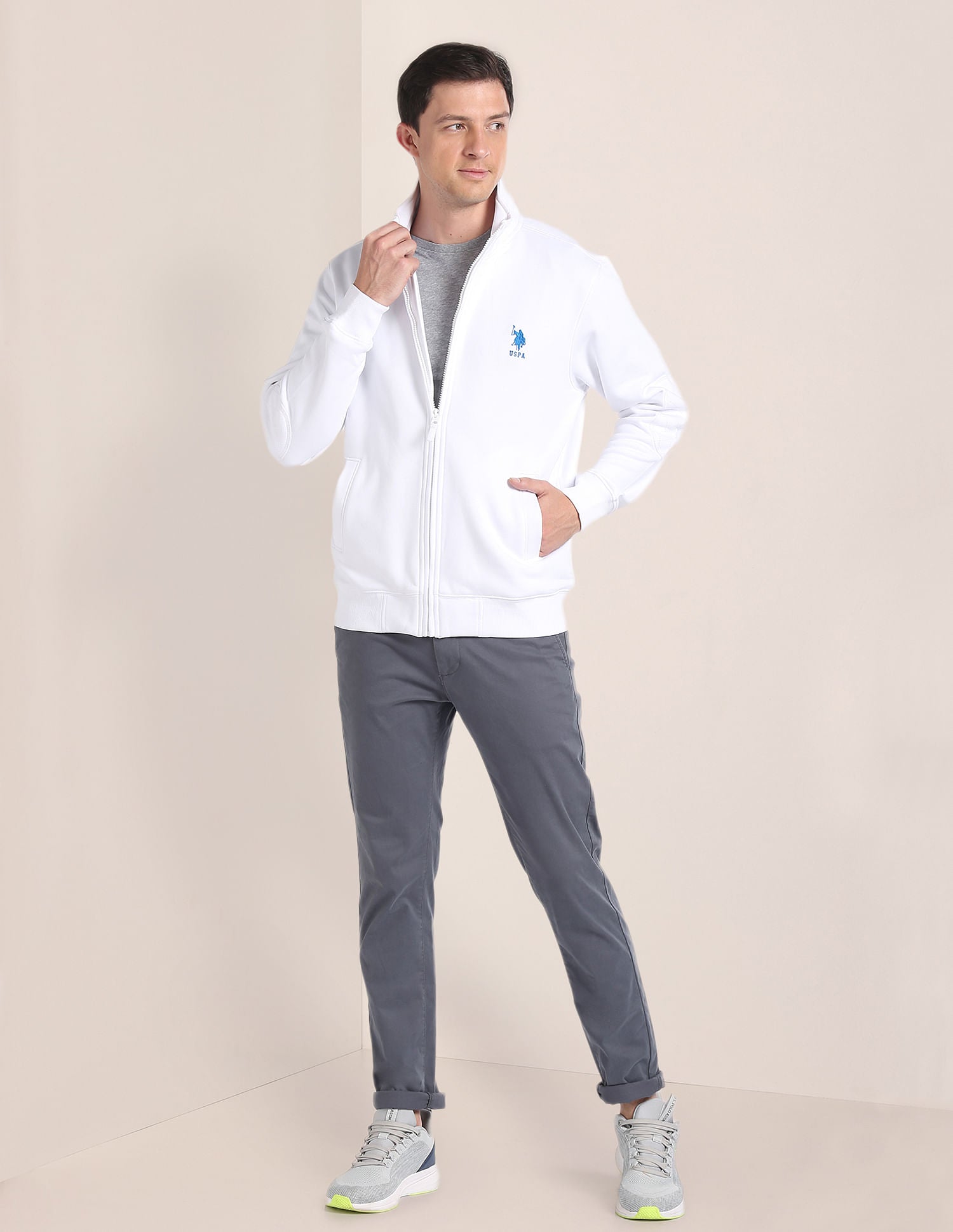 High Neck Solid Sweatshirt White - U.S. POLO ASSN. | Large