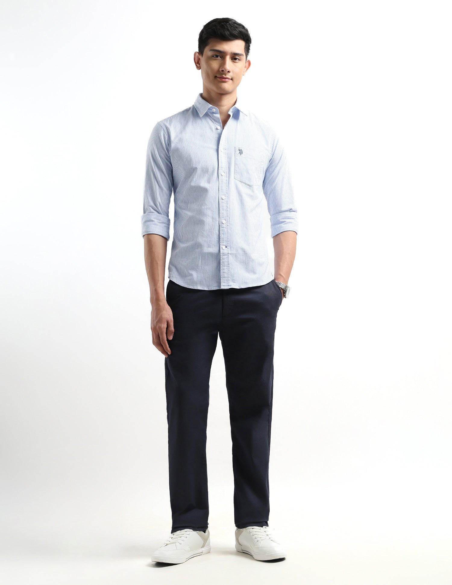 Oxford Vertical Striped Shirt Blue - U.S. Polo Assn. India | Large