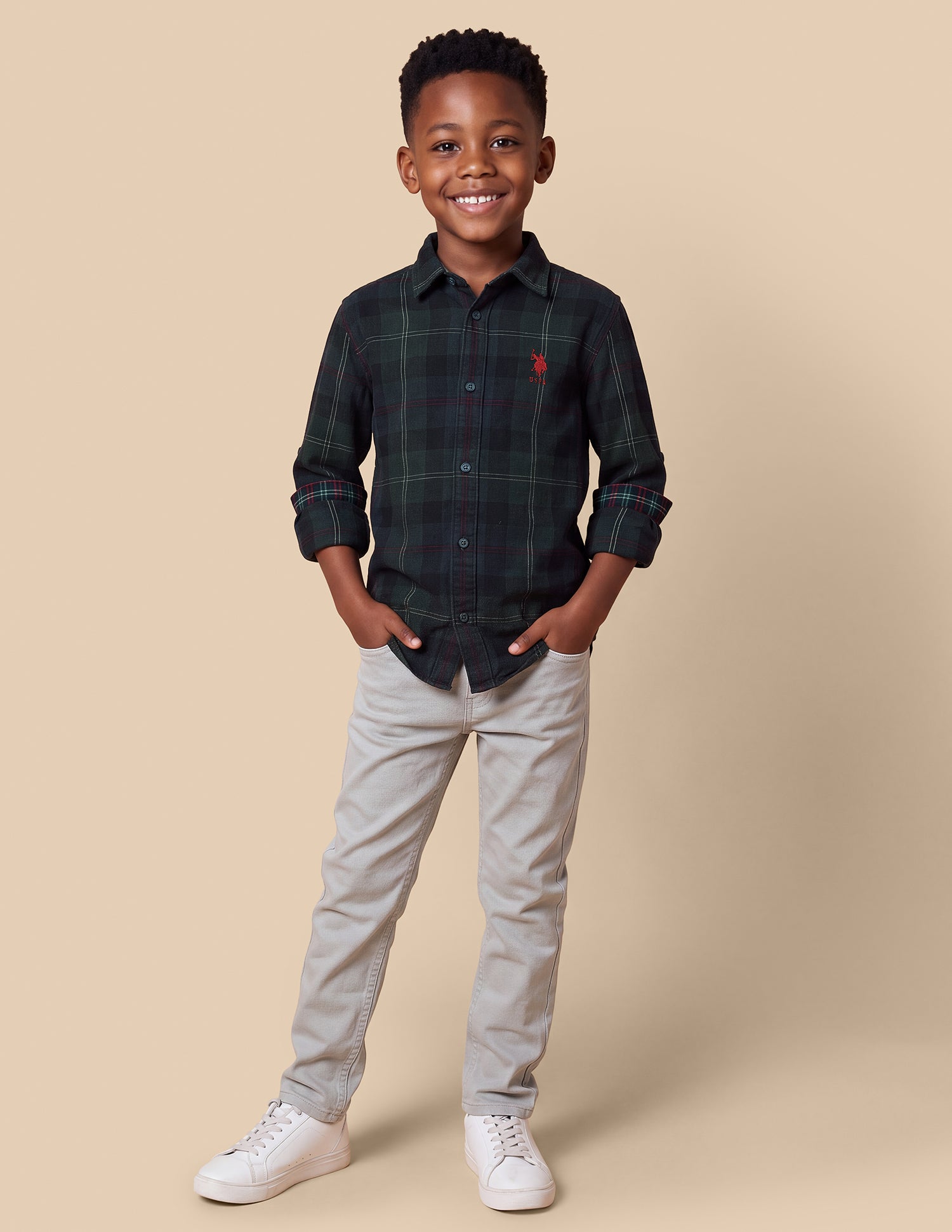 Corduroy Plaid Checked Shirt Green - U.S. Polo Assn. India | Large