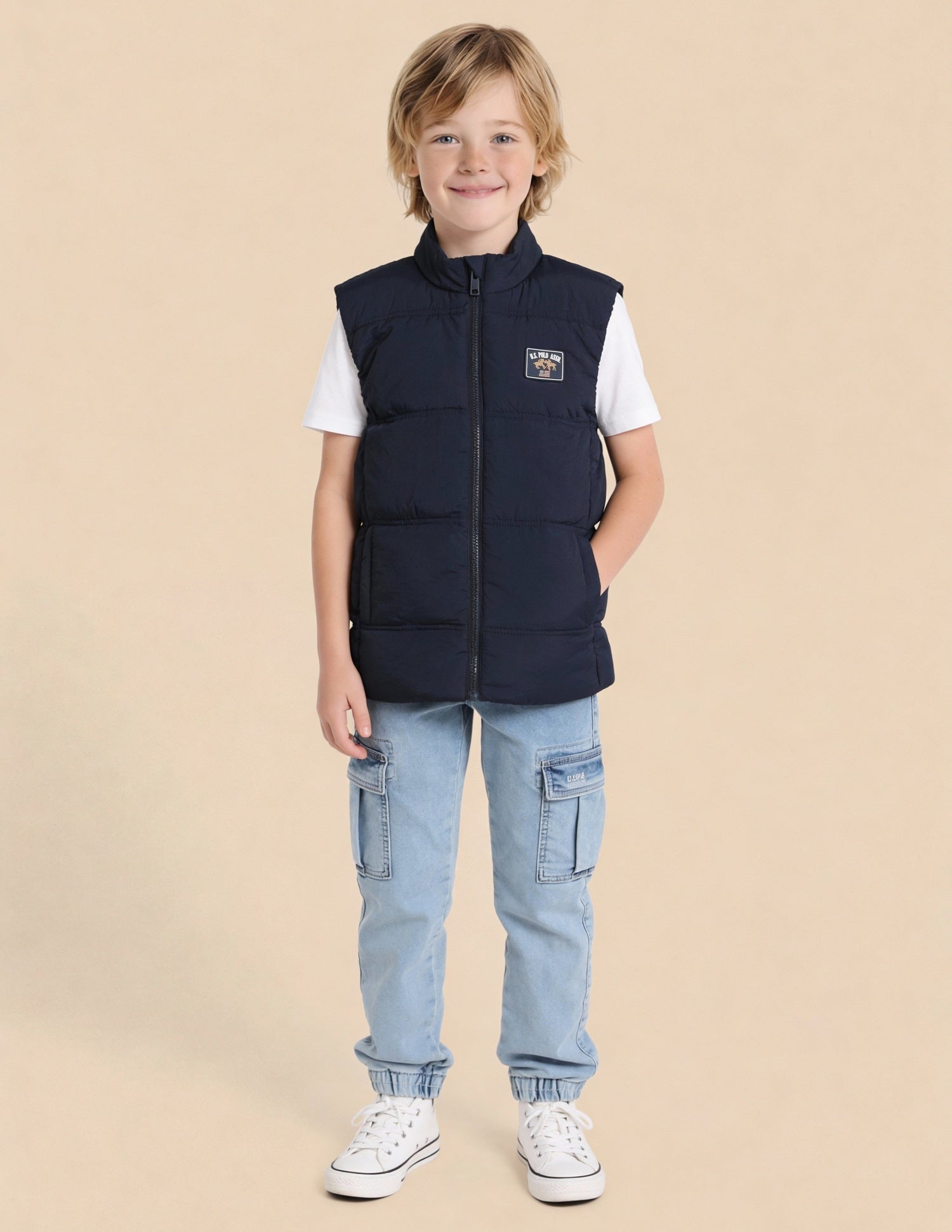 Boys Solid Regular Fit Puffer Jacket Navy - U.S. Polo Assn. India | Large