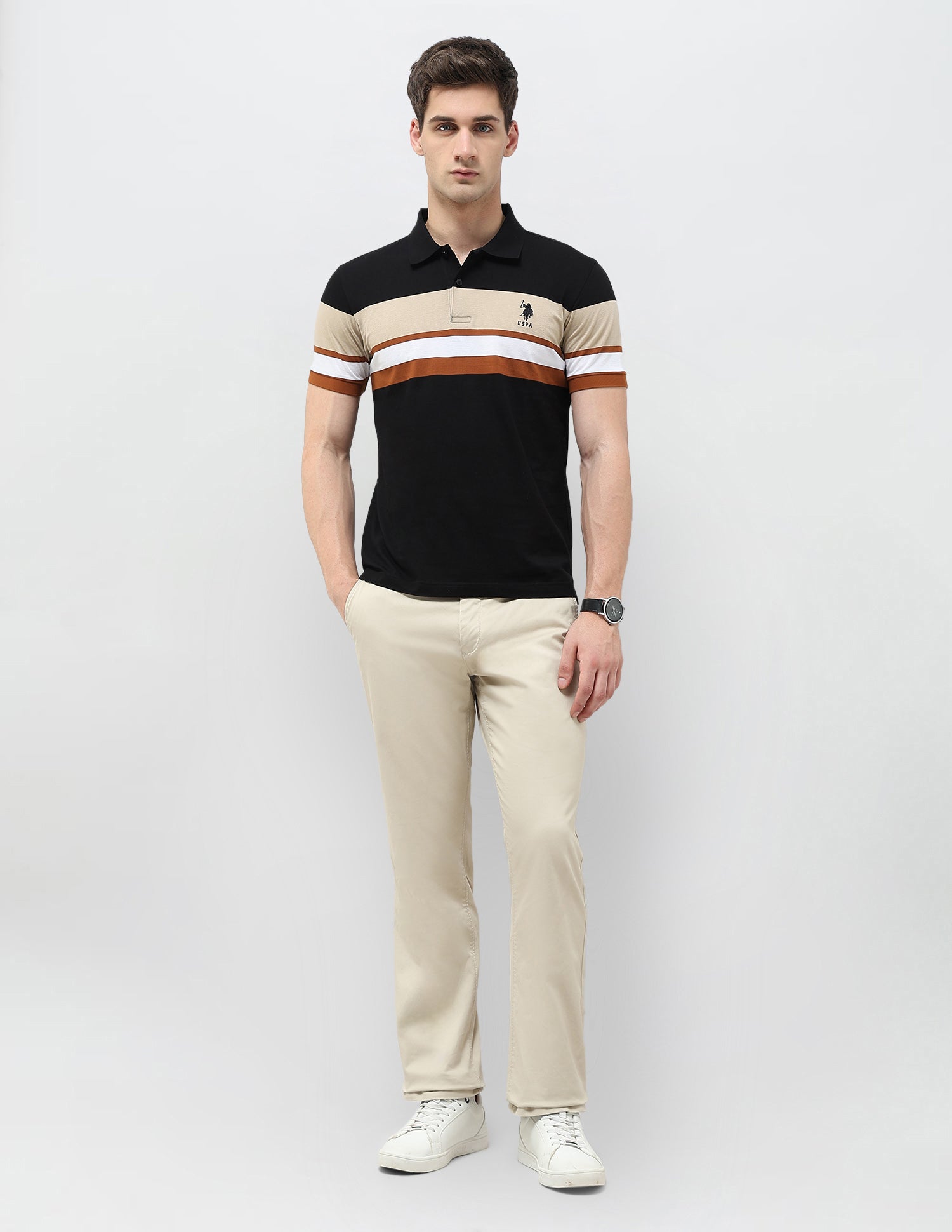 Colourblocked Slim Fit Polo Shirt Black - U.S. POLO ASSN. | Large
