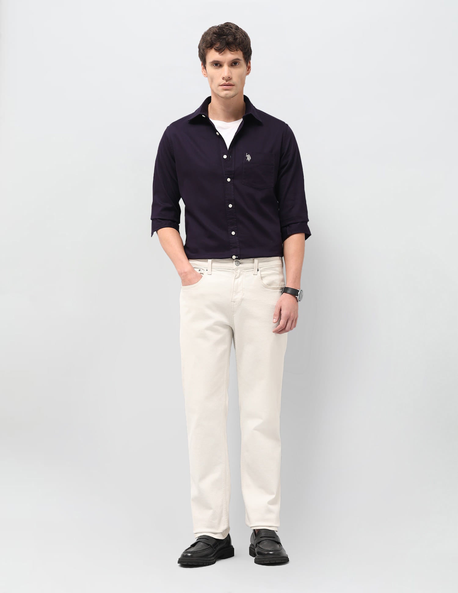Solid Tailored Fit Shirt Purple - U.S. Polo Assn. India | Large