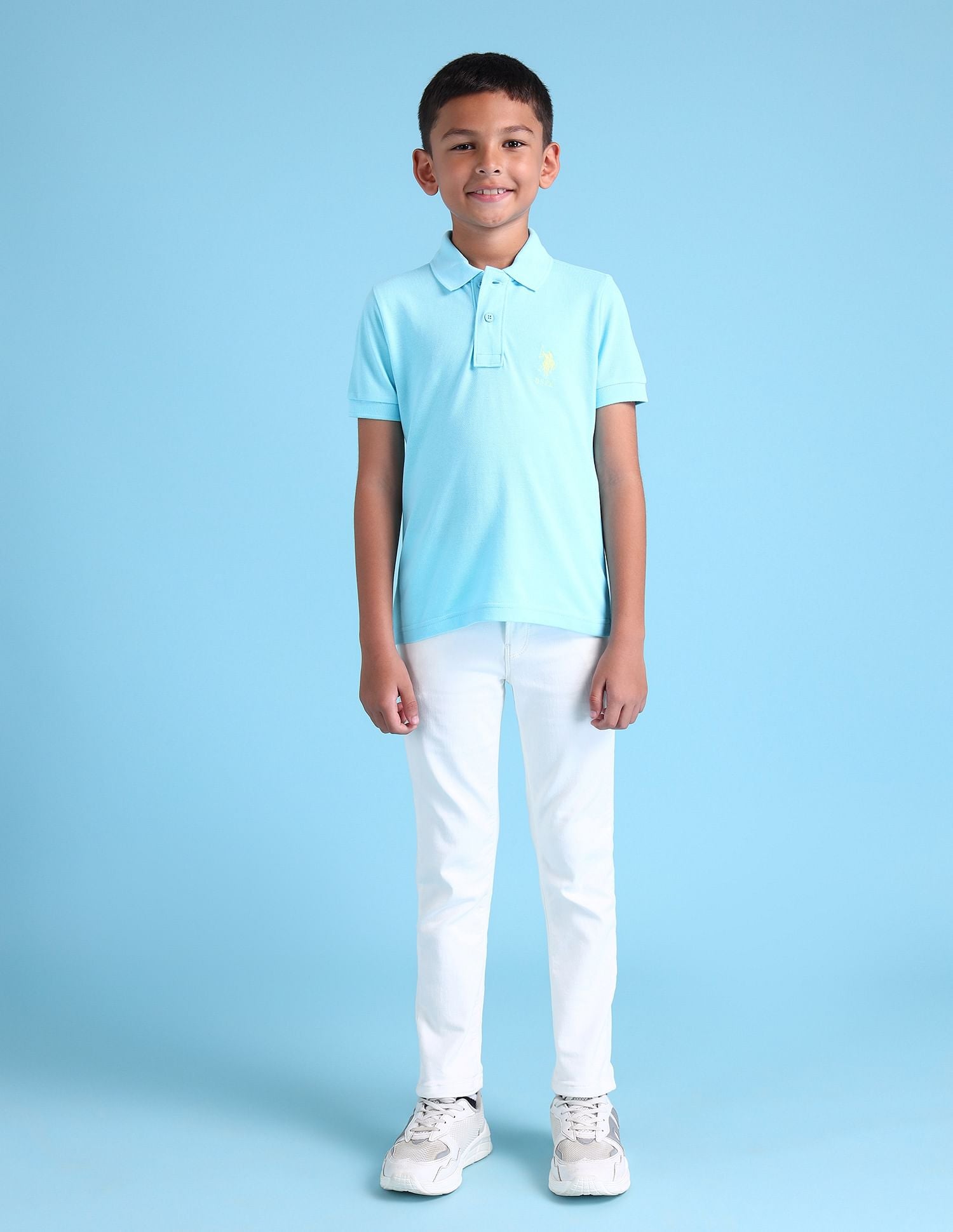 Boys Solid Polo Shirt Light Blue - U.S. POLO ASSN. | Large