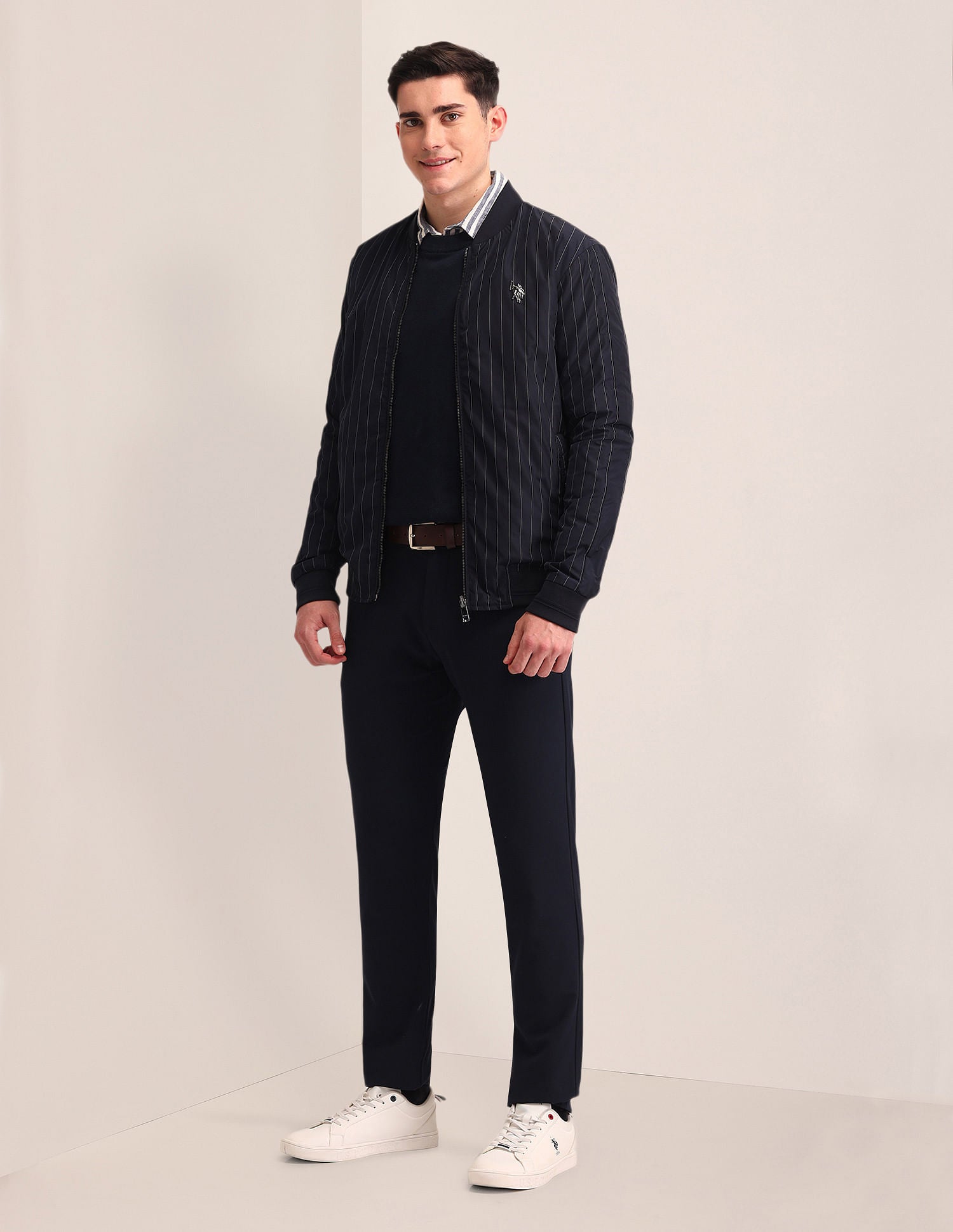 Regular Fit Striped Bomber Jacket Navy - U.S. POLO ASSN. | Large