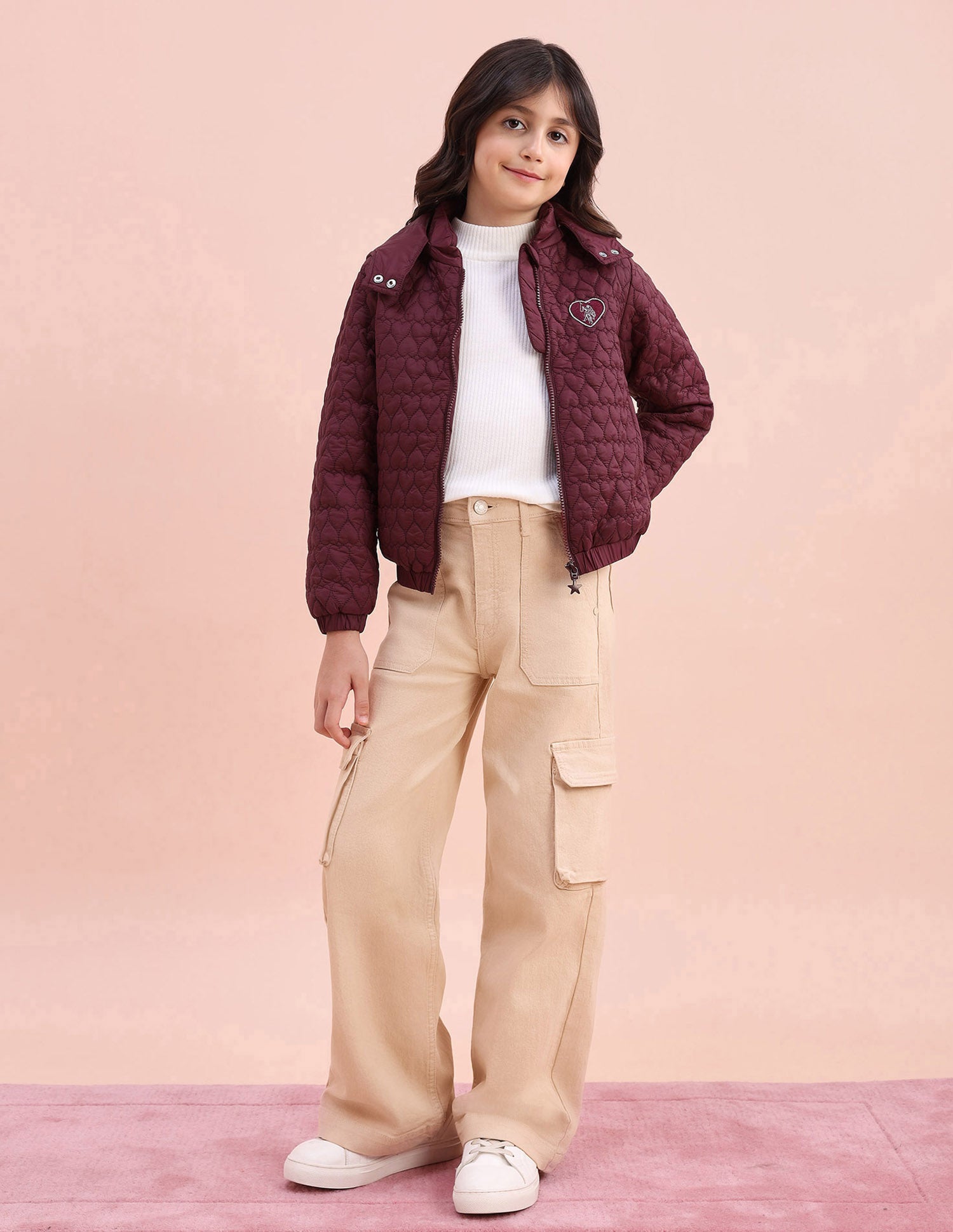 Heart Quilted Regular Fit Jacket Cherry - U.S. POLO ASSN. | Large