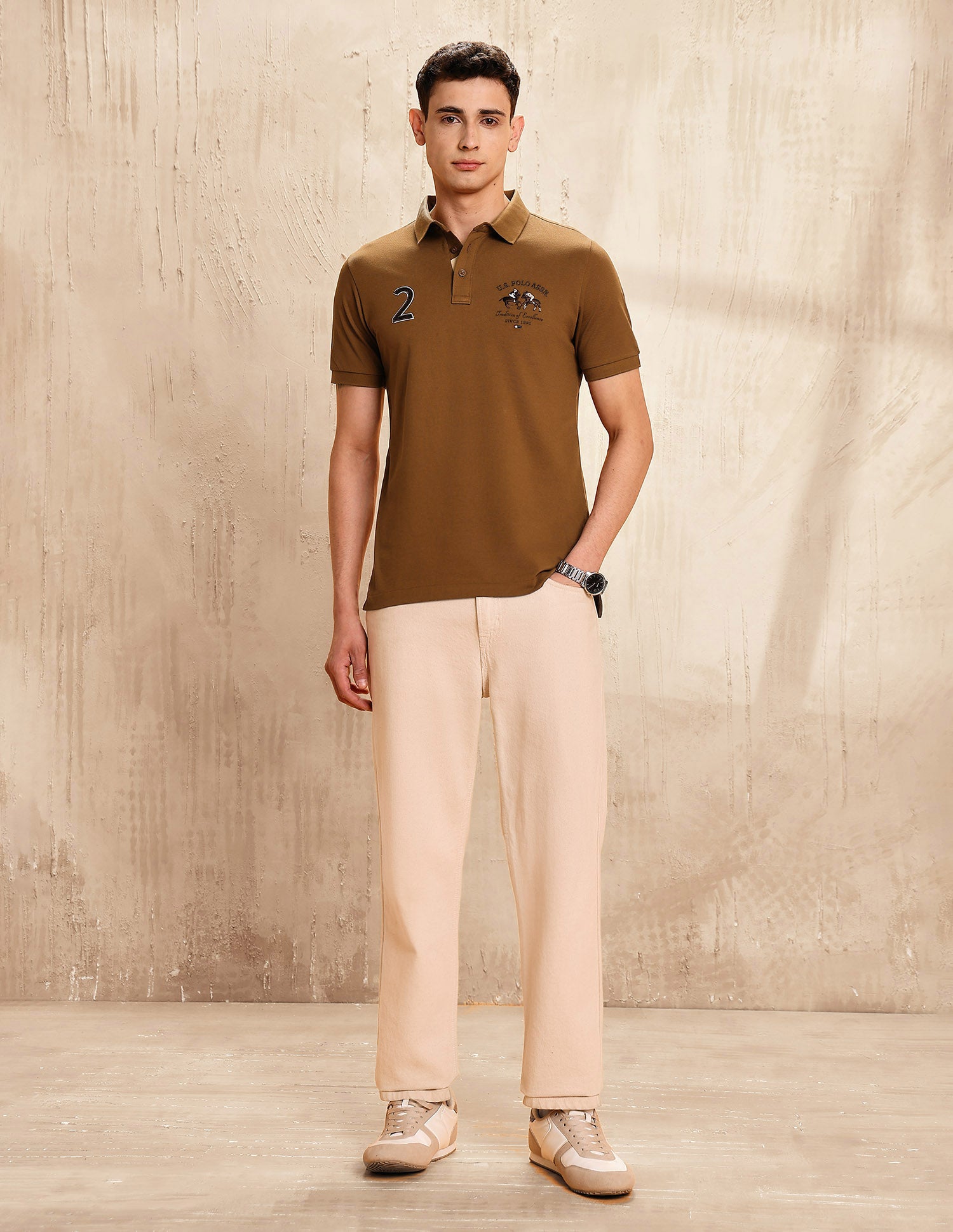 Numeric Brand Embroidered Regular Fit Polo Shirt Brown - U.S. POLO ASSN. | Large