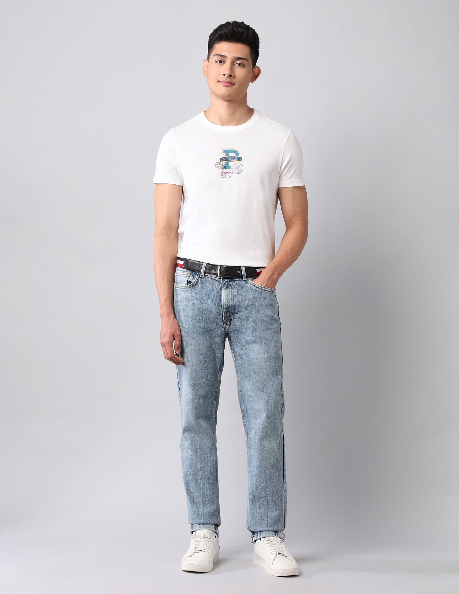 Graphic Printed Pure Cotton T-Shirt Ivory - U.S. Polo Assn. India | Large