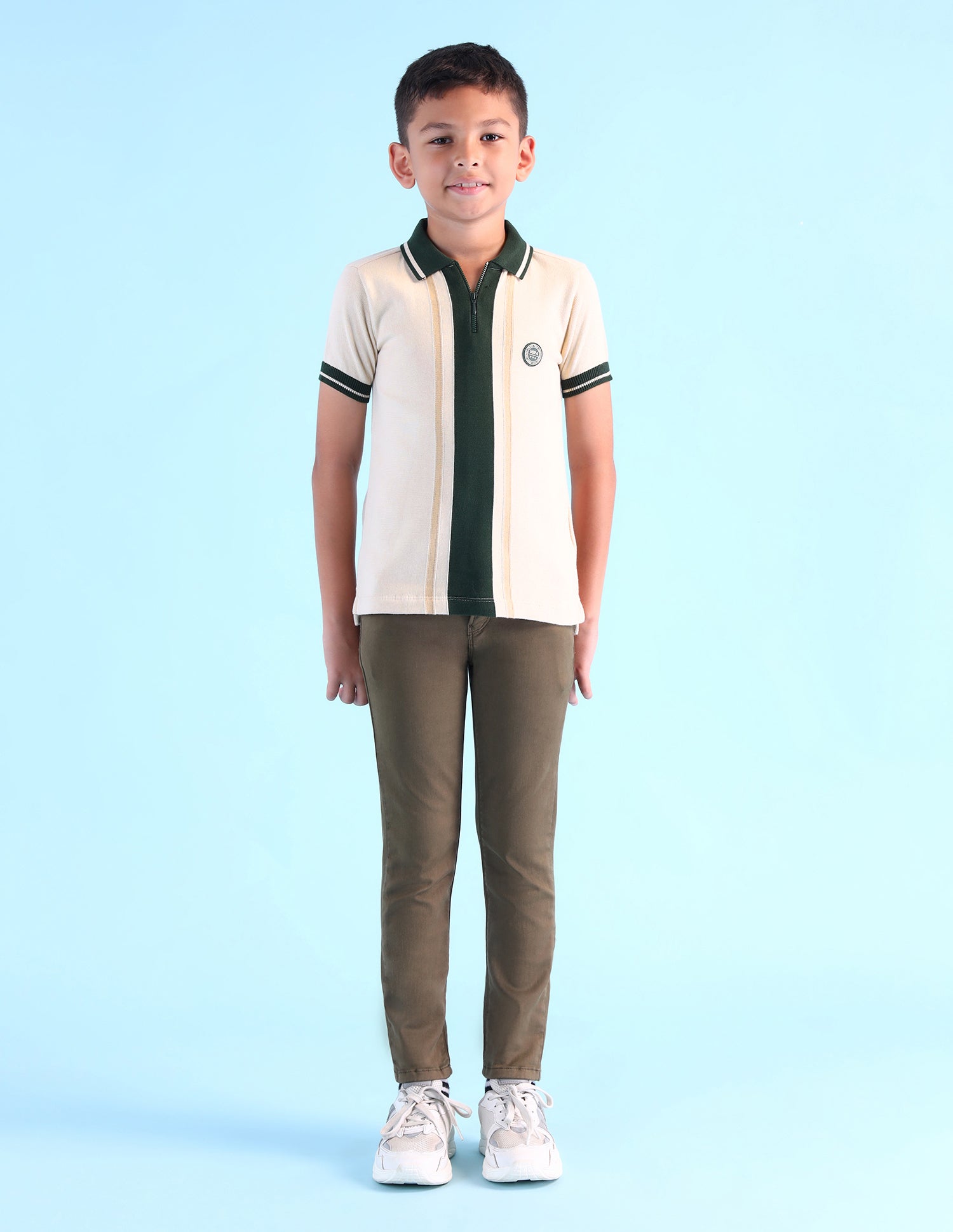 Boys Colour Block Regular Fit T-Shirt Ivory - U.S. Polo Assn. India | Large