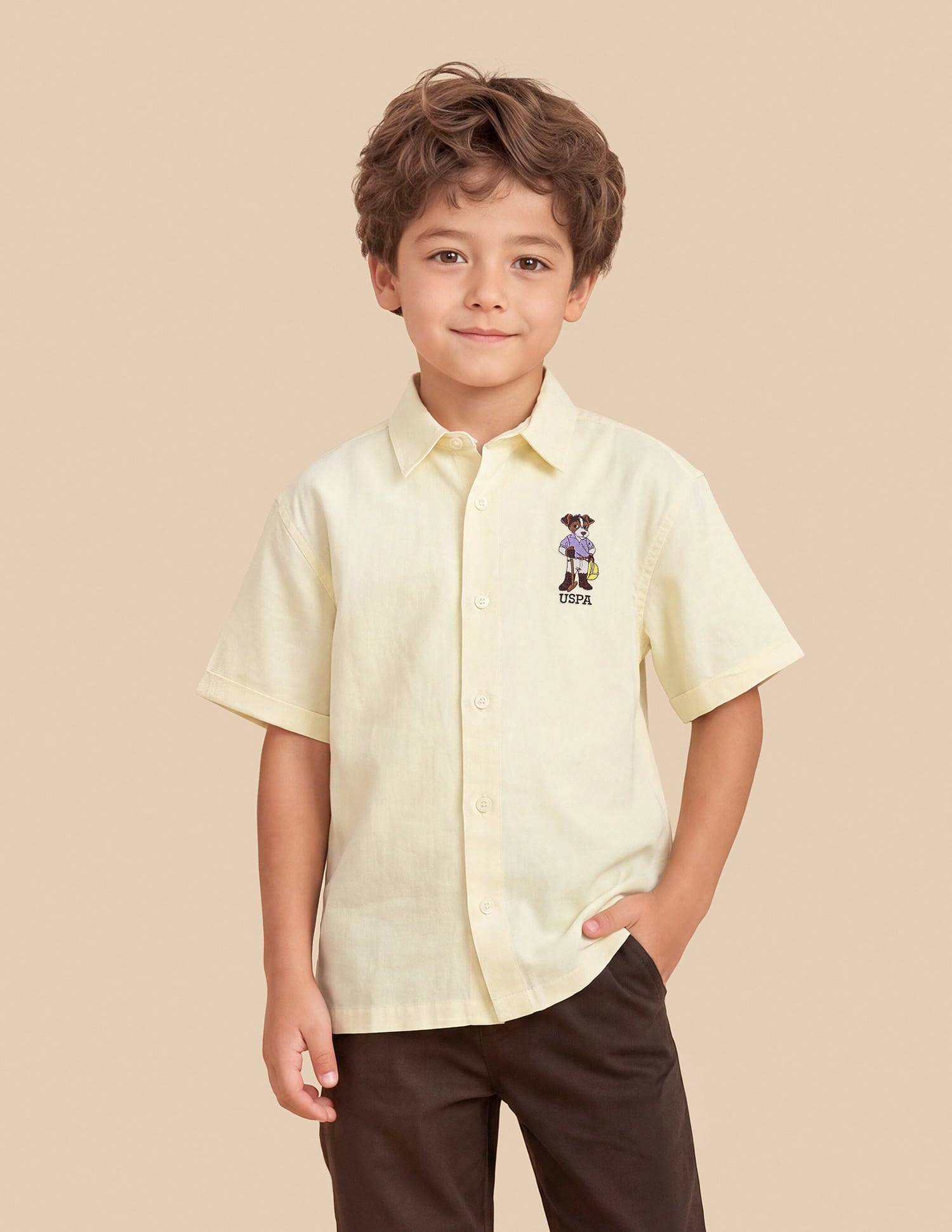 Solid Boxy Fit Shirt Yellow - U.S. Polo Assn. India | Large