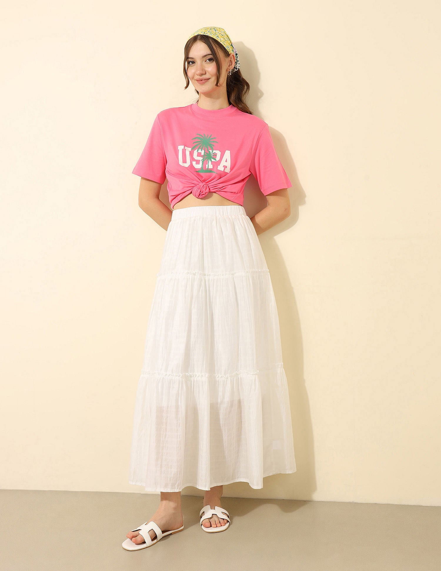 Boxy Fit Brand Printed T-Shirt Pink - U.S. POLO ASSN. | Large