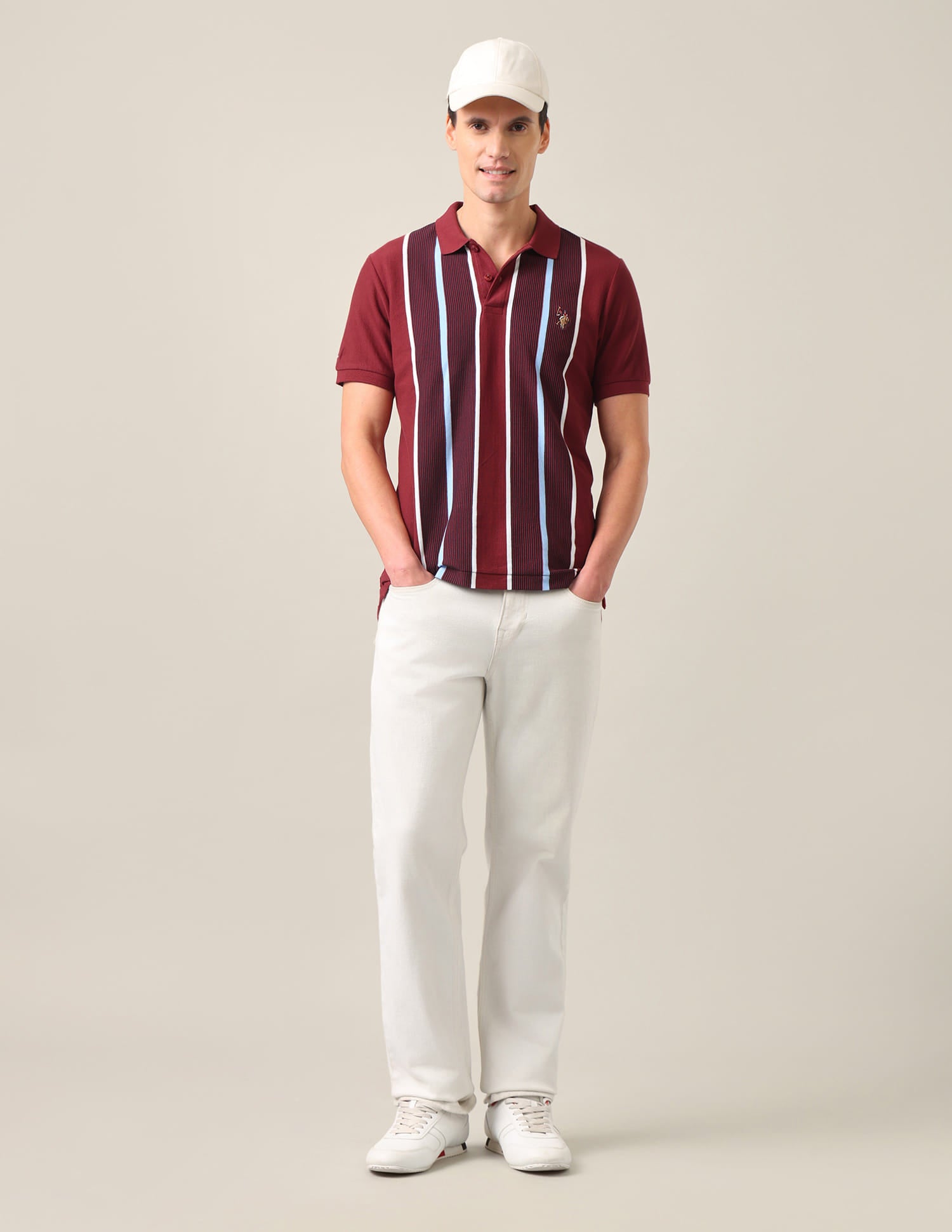 Vertical Striped Slim Fit Polo Shirt Rust - U.S. Polo Assn. India | Large
