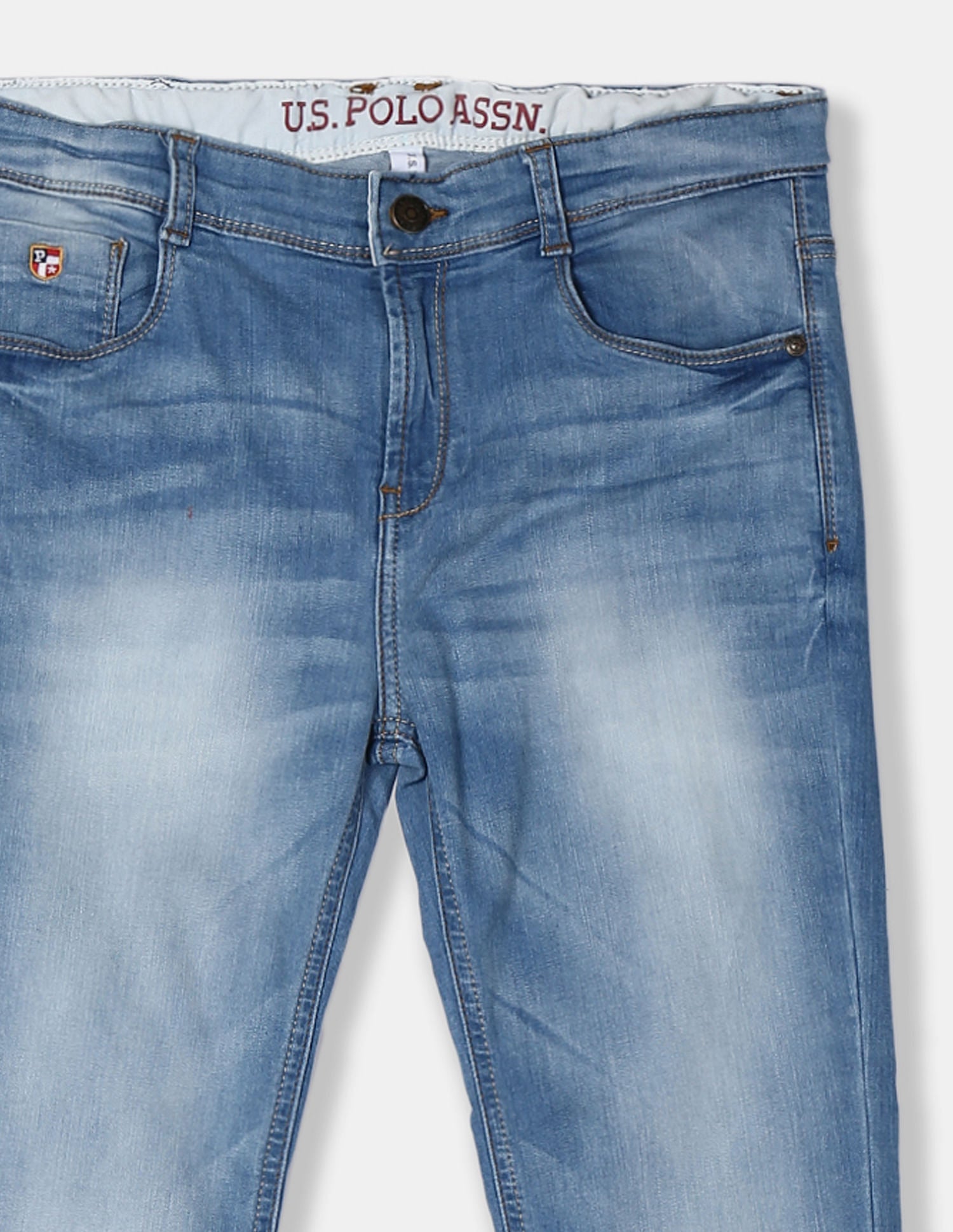 Blue Boys Stone Wash Cotton Stretch Jeans Blue - U.S. Polo Assn. India | Large