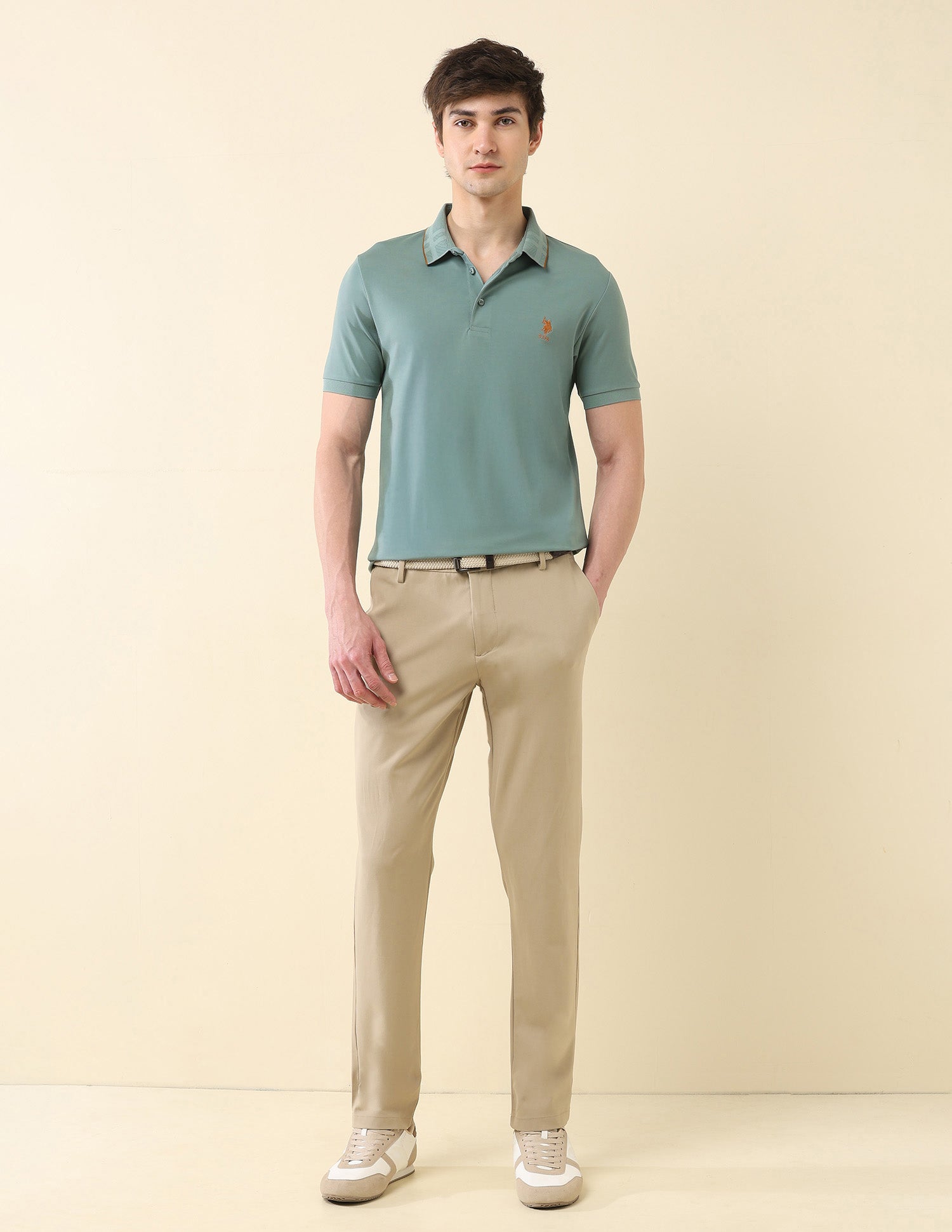 Solid Slim Fit Gentlemans Club Polo Shirt Light Green - U.S. Polo Assn. India | Large